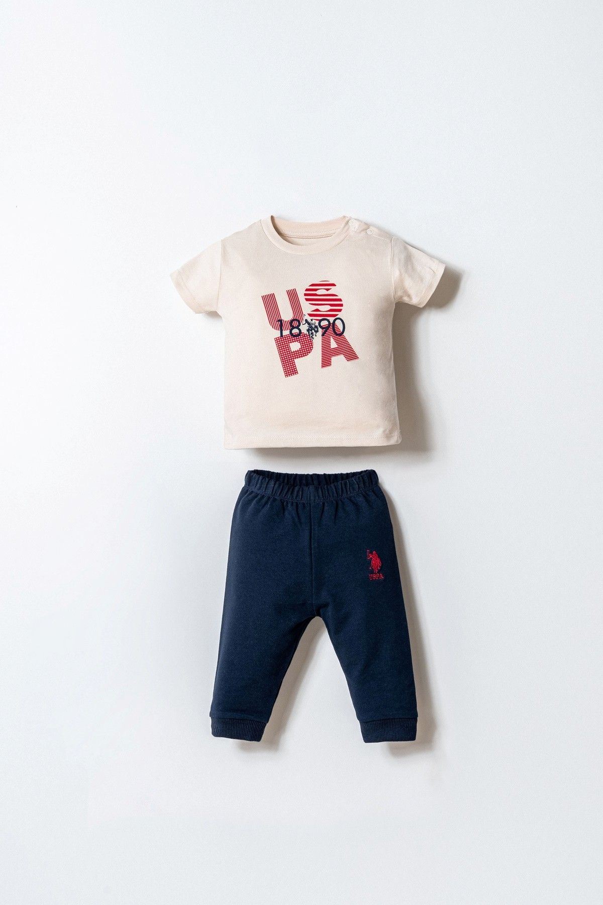 6-36 Ay Lisanslı Us Polo Assn Erkek Bebek 3'Lü Takım-Kırmızı