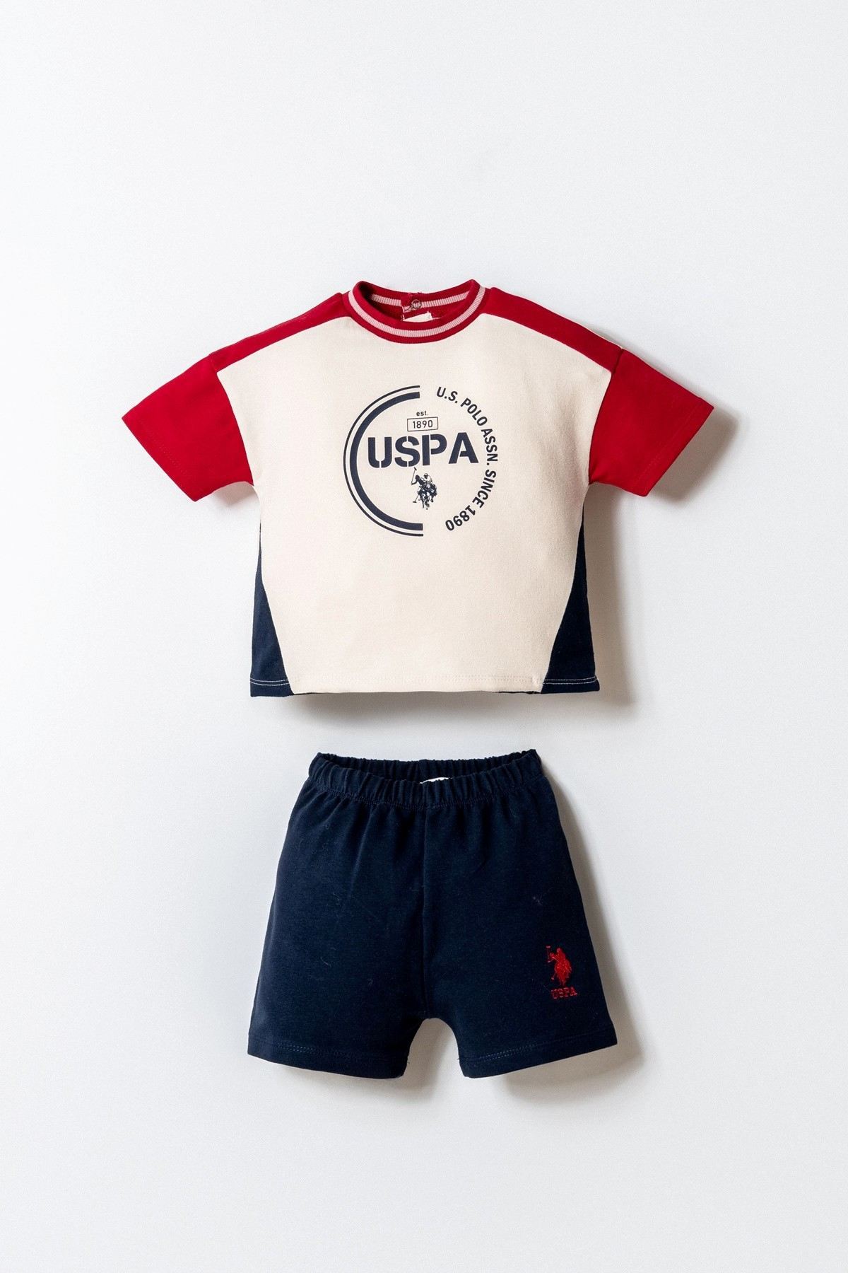 6-36 Ay Lisanslı Us Polo Assn Erkek Bebek Takım-Kırmızı