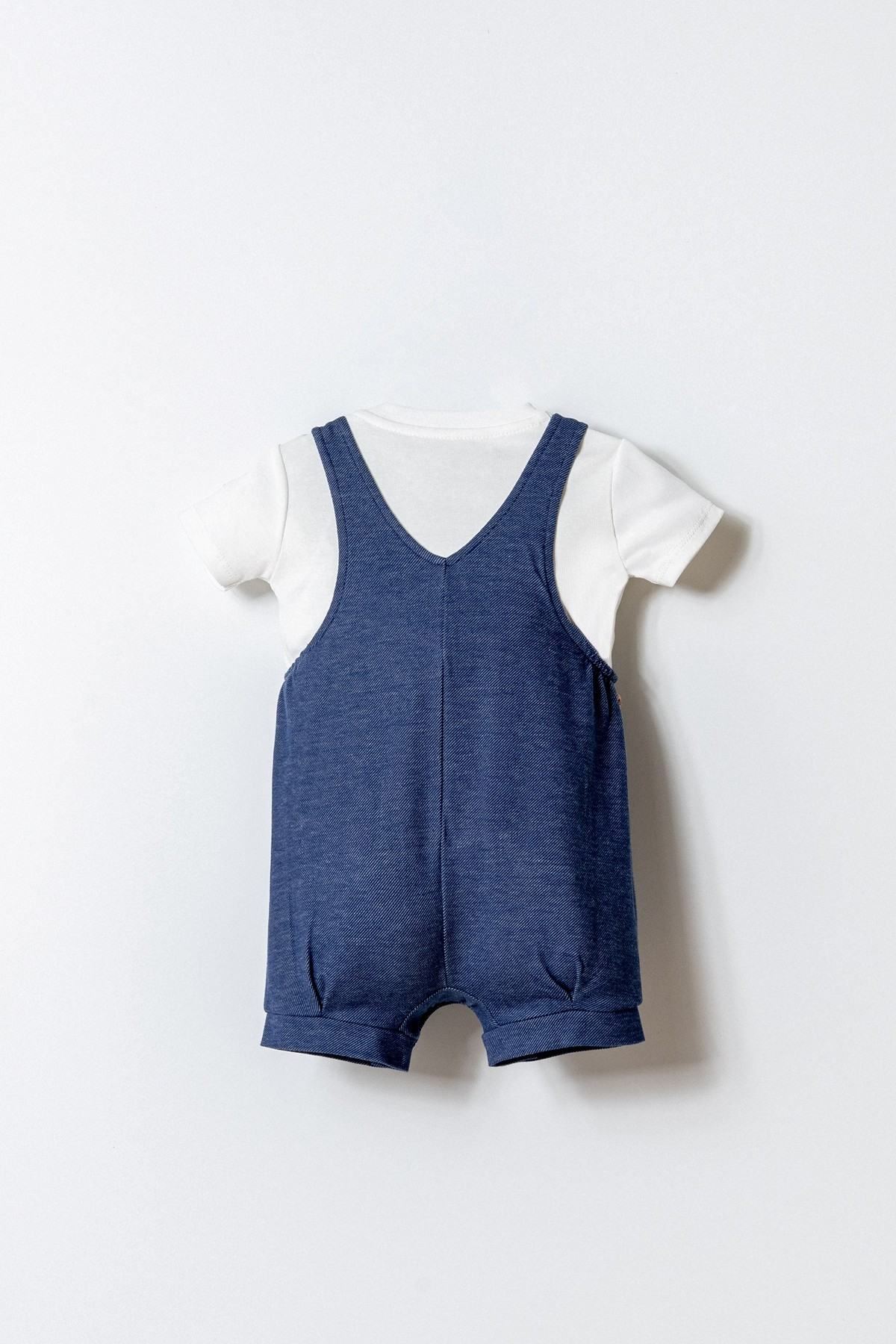 6-36 Ay Lisanslı Us Polo Assn Erkek Bebek Salopet Takım-Mavi