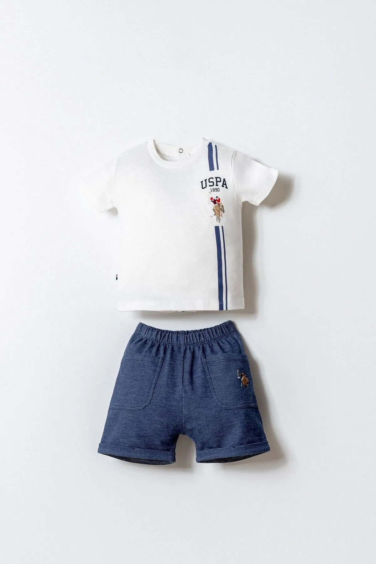 6-36 Ay Lisanslı Us Polo Assn Erkek Bebek Takım-Ekru