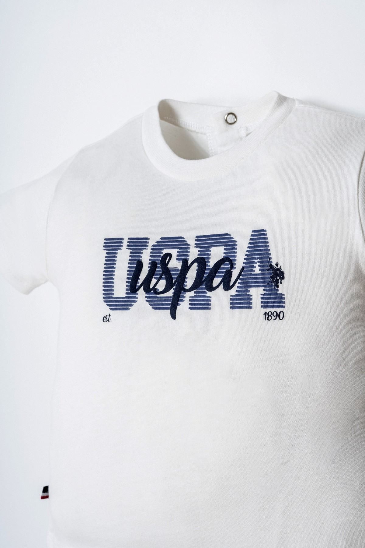 6-36 Ay Lisanslı Us Polo Assn Erkek Bebek Takım-Ekru