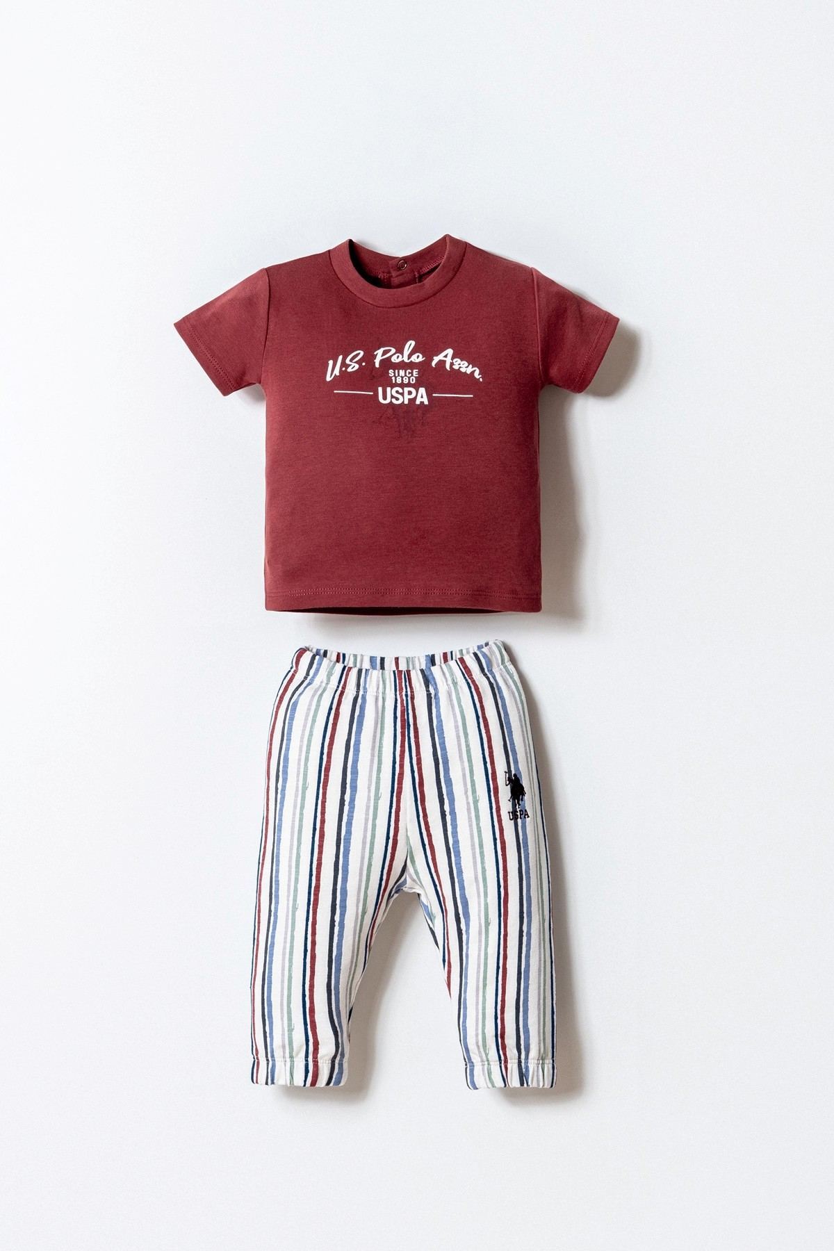 6-36 Ay Lisanslı Us Polo Assn Erkek Bebek Takım-Bordo