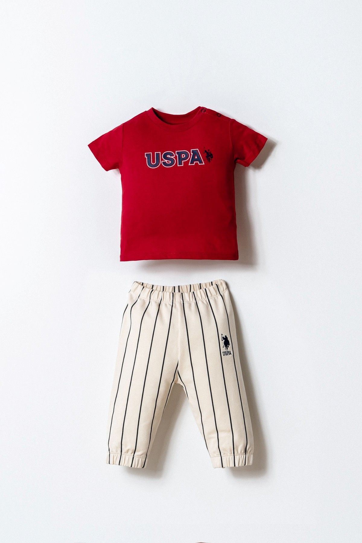 6-36 Ay Lisanslı Us Polo Assn Erkek Bebek 3'Lü Takım-Latte