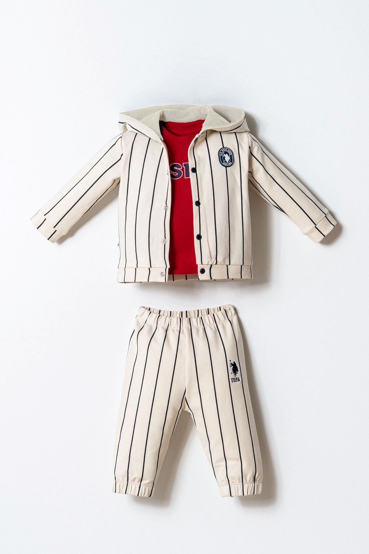 6-36 Ay Lisanslı Us Polo Assn Erkek Bebek 3'Lü Takım-Latte