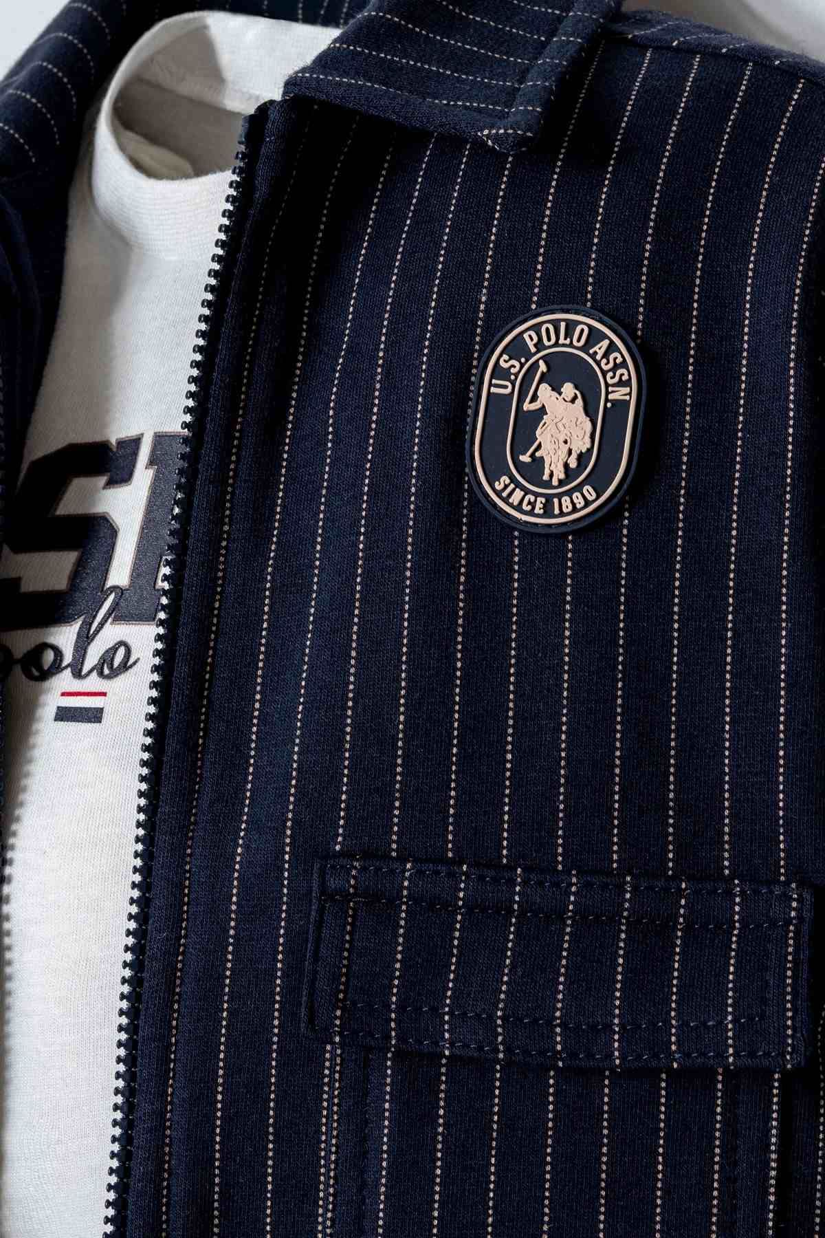 6-36 Ay Lisanslı Us Polo Assn Erkek Bebek 3'Lü Takım-Lacivert