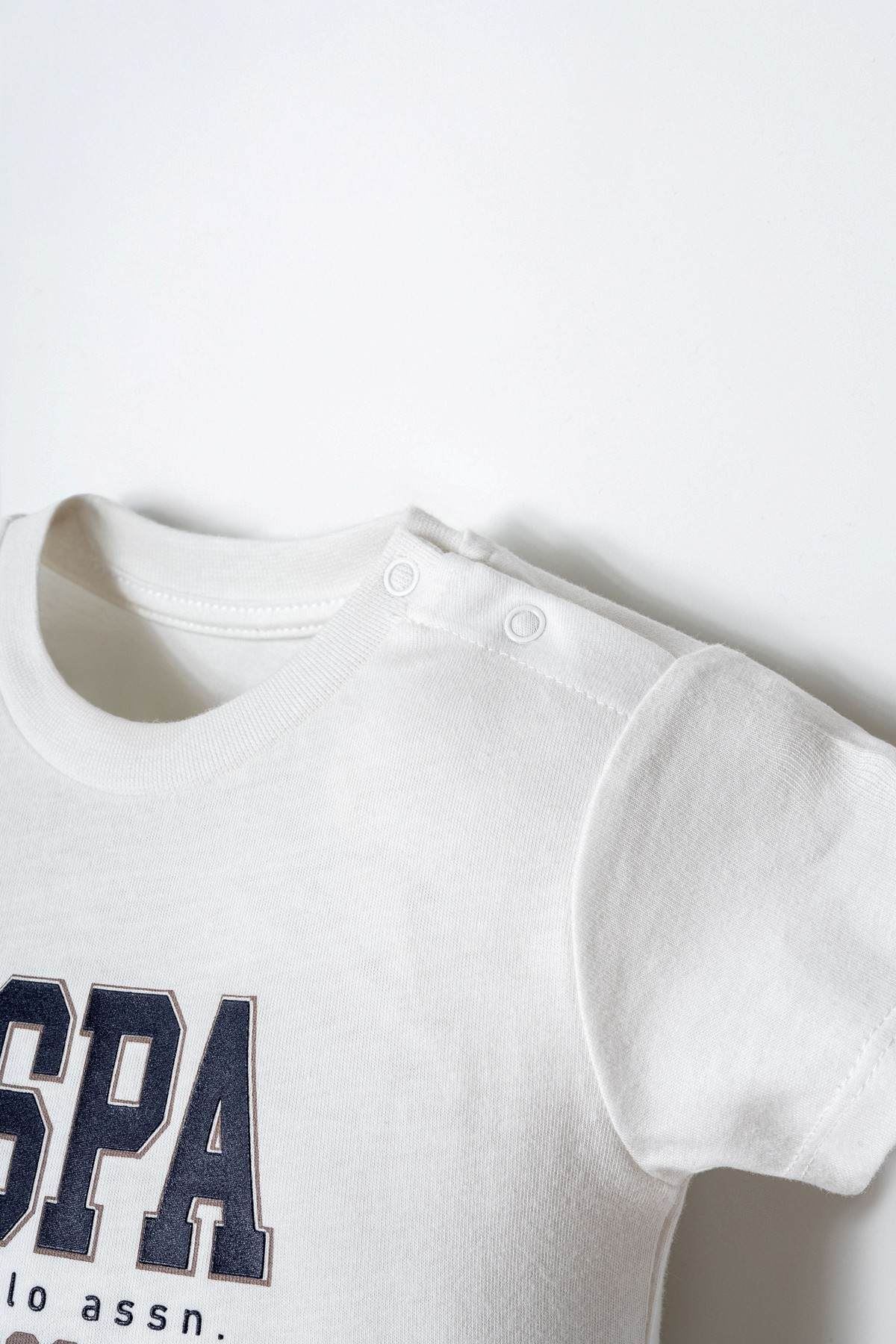 6-36 Ay Lisanslı Us Polo Assn Erkek Bebek Takım-Ekru