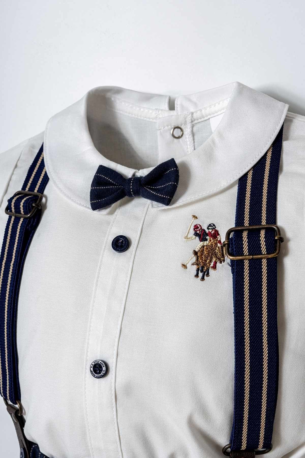 6-36 Ay Lisanslı Us Polo Assn Erkek Bebek Takım-Ekru