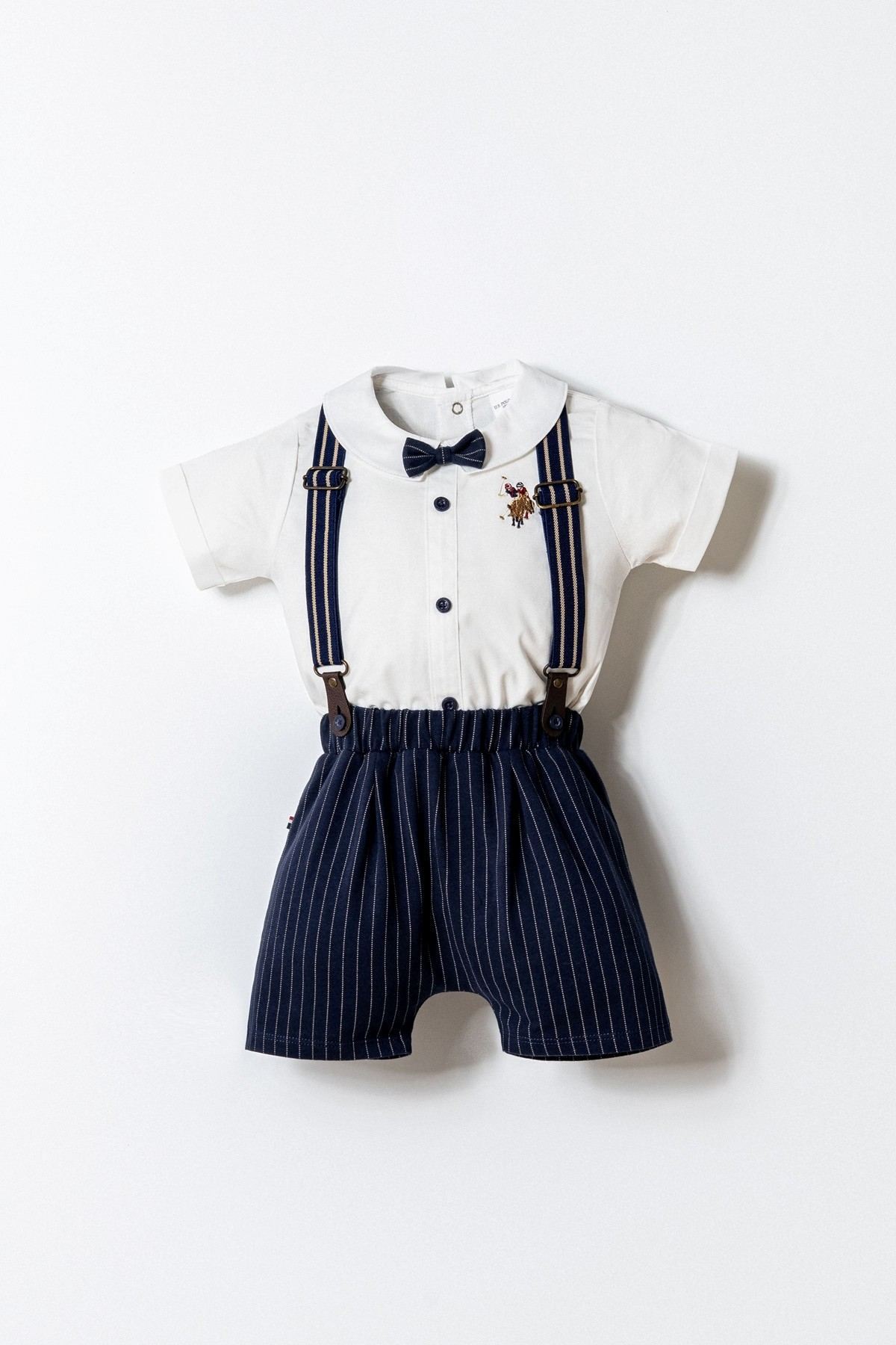 6-36 Ay Lisanslı Us Polo Assn Erkek Bebek Takım-Ekru