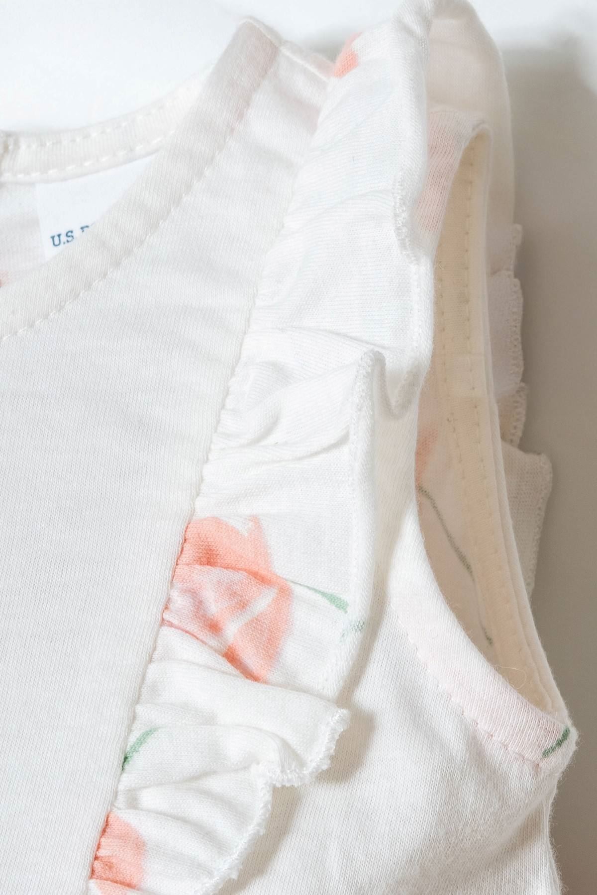 6-36 Ay Lisanslı Us Polo Assn Kız Bebek Elbise-Ekru