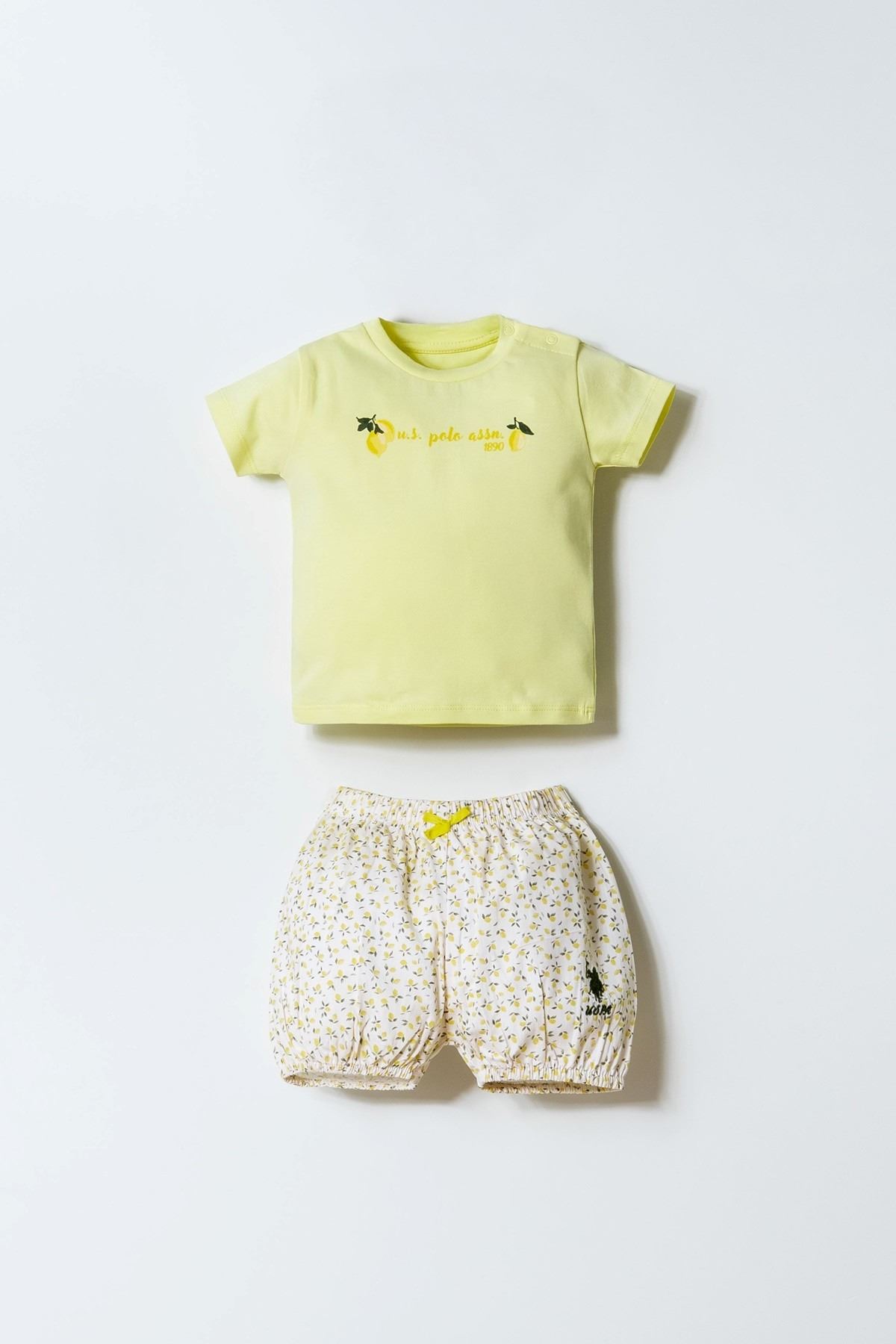 6-36 Ay Lisanslı Us Polo Assn Kız Bebek Takım-Sarı