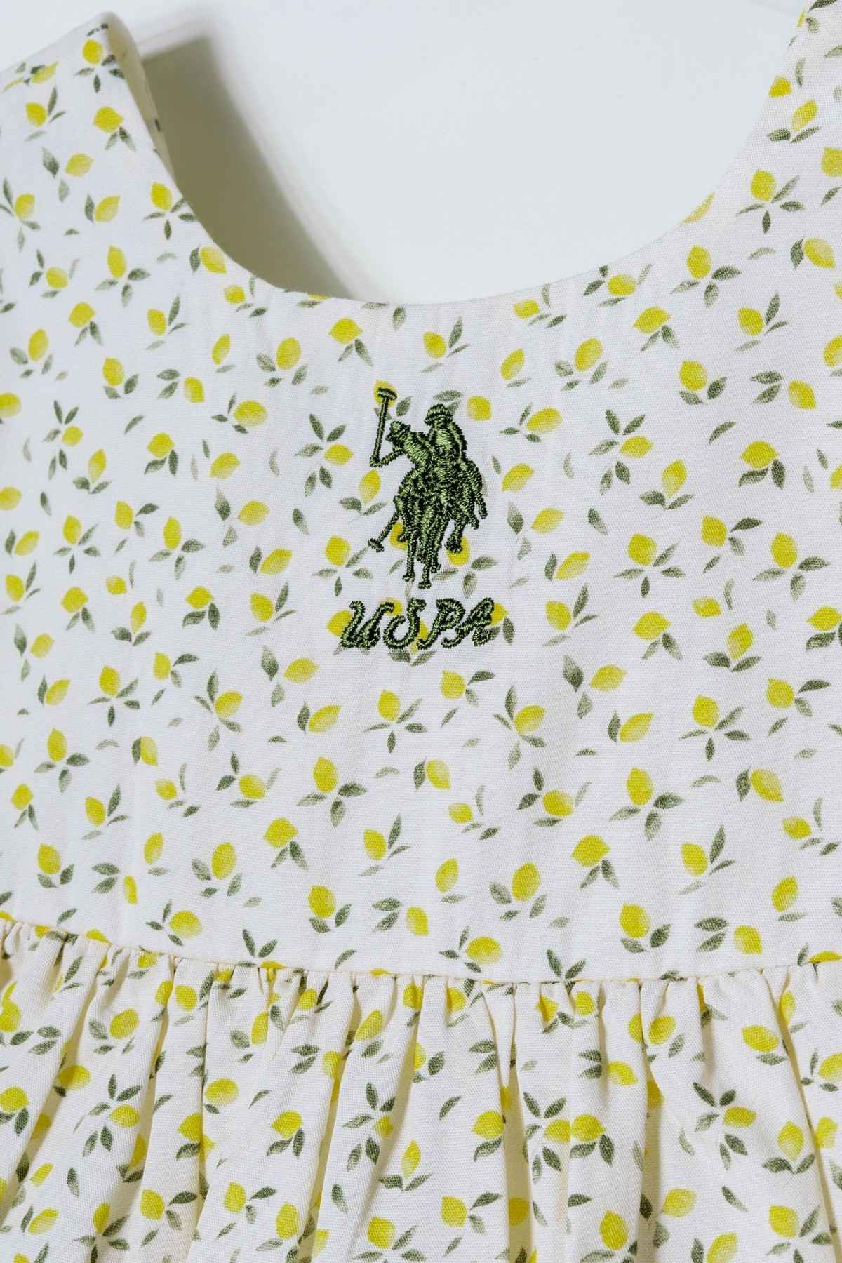 6-36 Ay Lisanslı Us Polo Assn Kız Bebek Elbise-Ekru