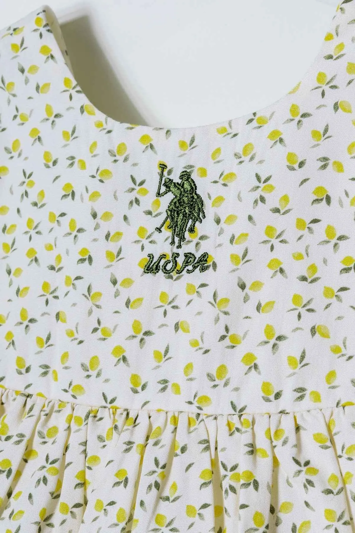 6-36 Ay Lisanslı Us Polo Assn Kız Bebek Elbise-Ekru
