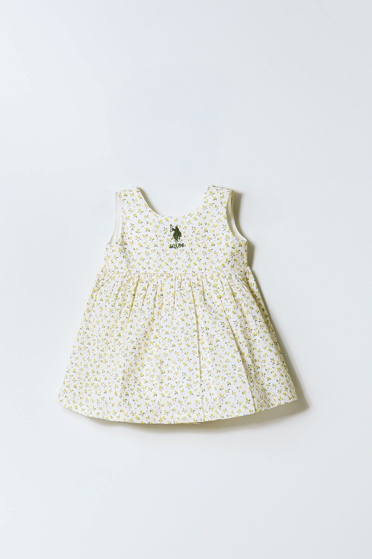 6-36 Ay Lisanslı Us Polo Assn Kız Bebek Elbise-Ekru