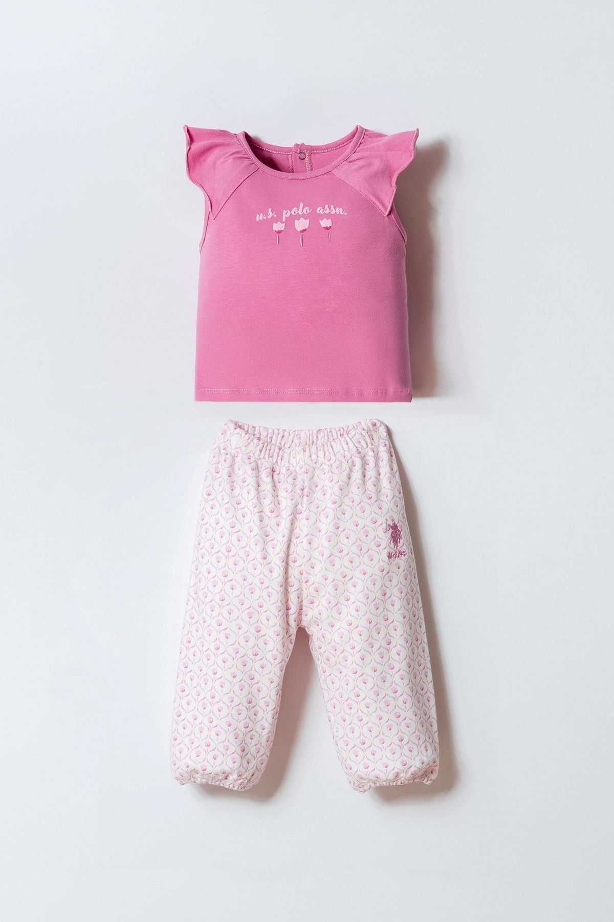 6-36 Ay Lisanslı Us Polo Assn Kız Bebek Takım-Pembe