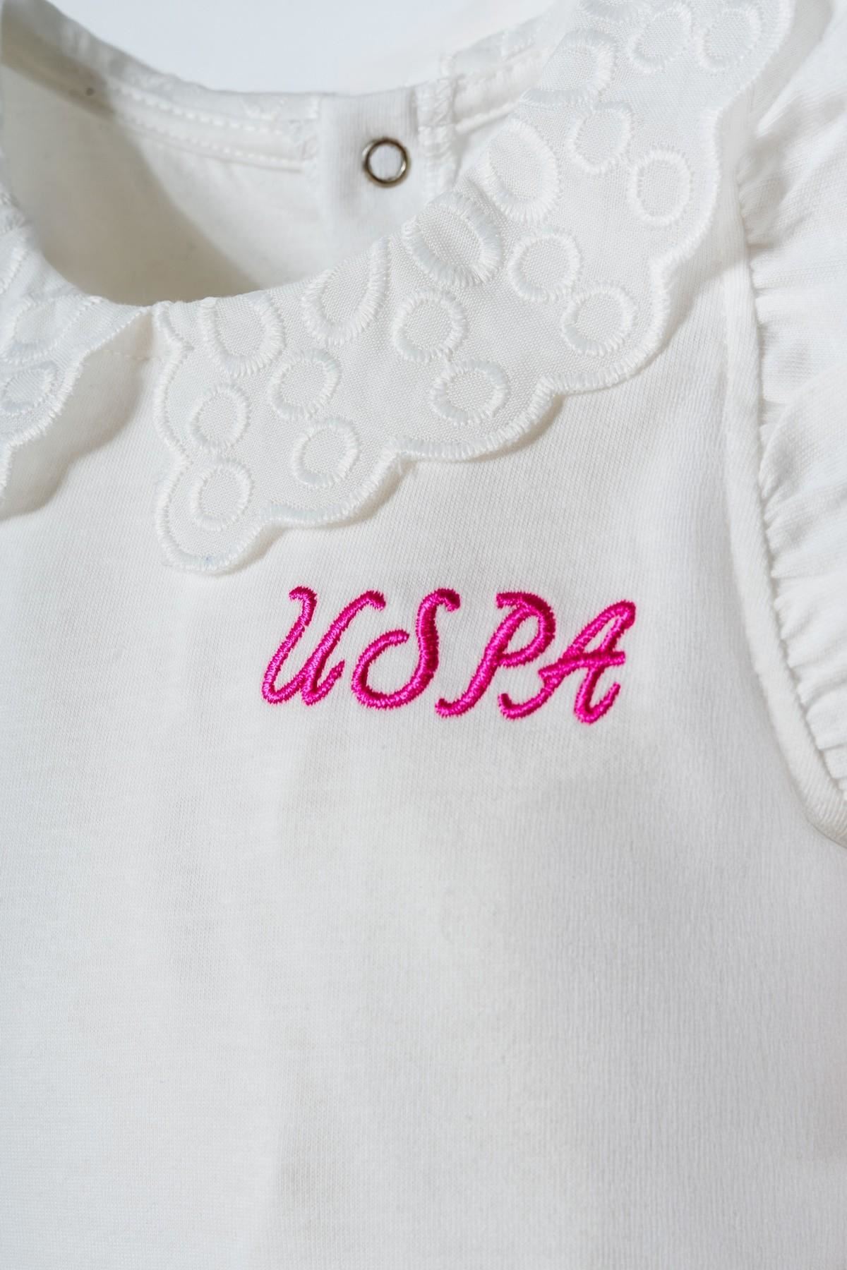 6-36 Ay Lisanslı Us Polo Assn Kız Bebek Takım-Ekru