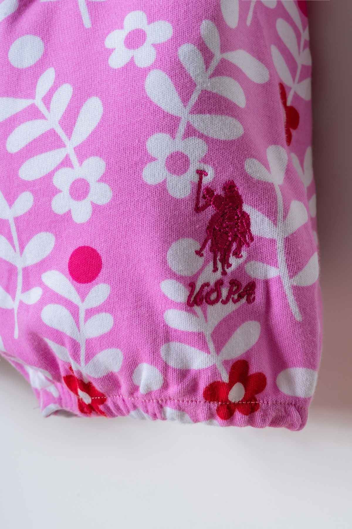 6-36 Ay Lisanslı Us Polo Assn Kız Bebek Takım-Ekru