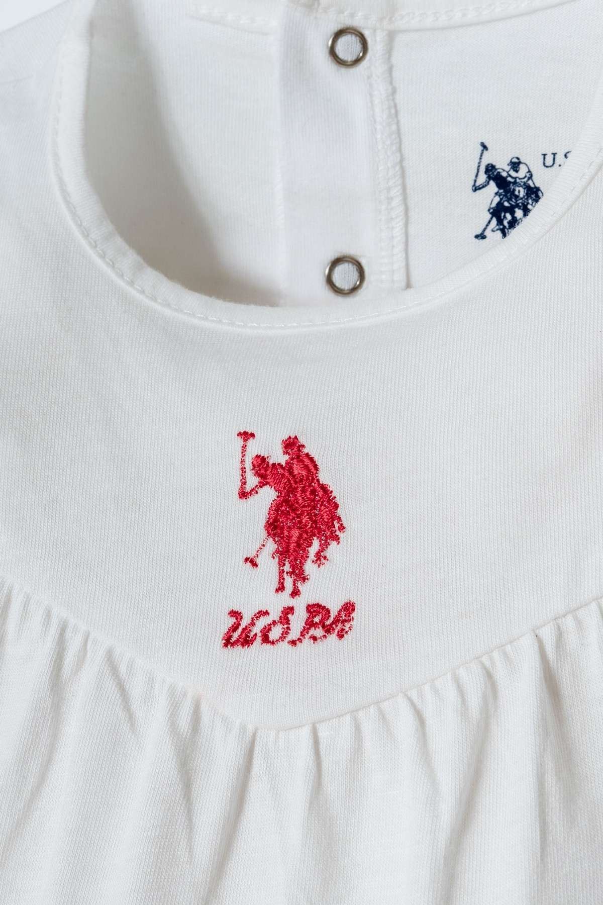 6-36 Ay Lisanslı Us Polo Assn Kız Bebek Takım-Ekru