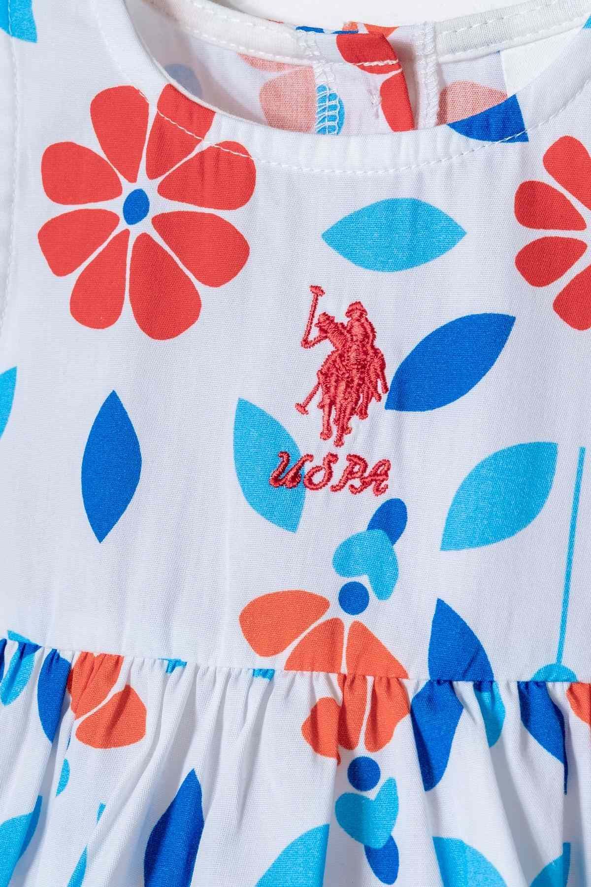 6-36 Ay Lisanslı Us Polo Assn Kız Bebek Elbise-Ekru