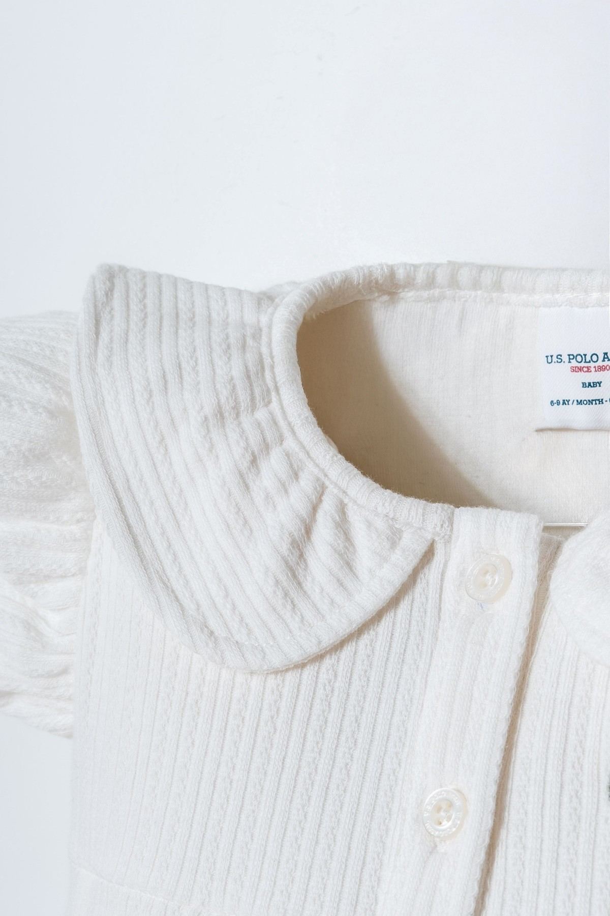 6-36 Ay Lisanslı Us Polo Assn Kız Bebek Takım-Ekru