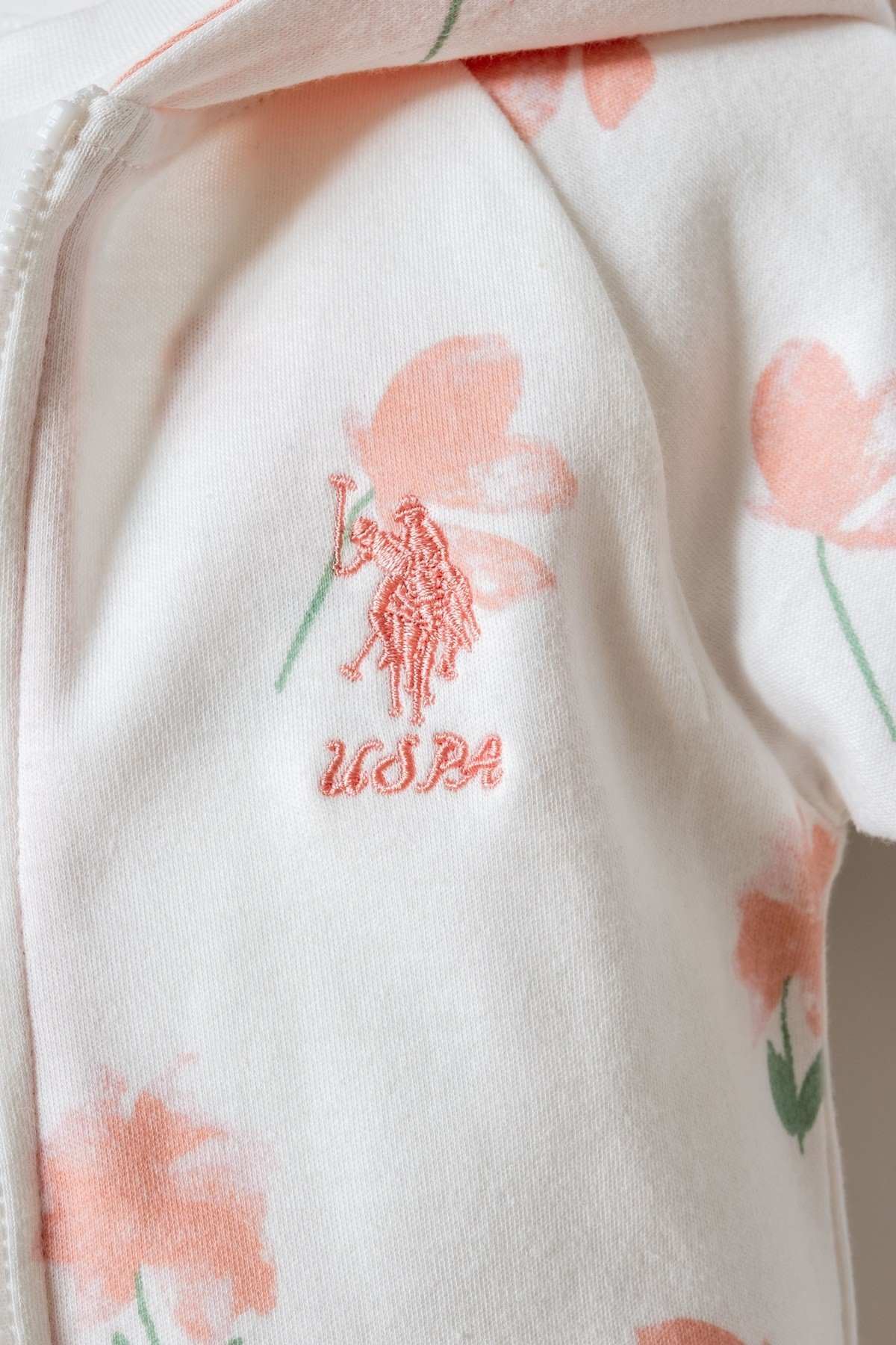 6-36 Ay Lisanslı Us Polo Assn Kız Bebek 3'Lü Takım-Ekru