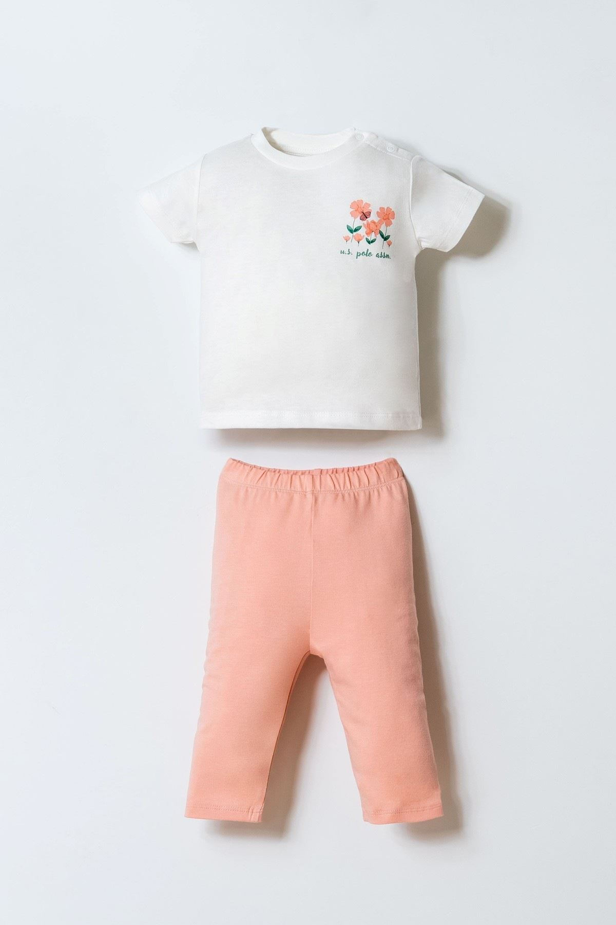 6-36 Ay Lisanslı Us Polo Assn Kız Bebek 3'Lü Takım-Ekru