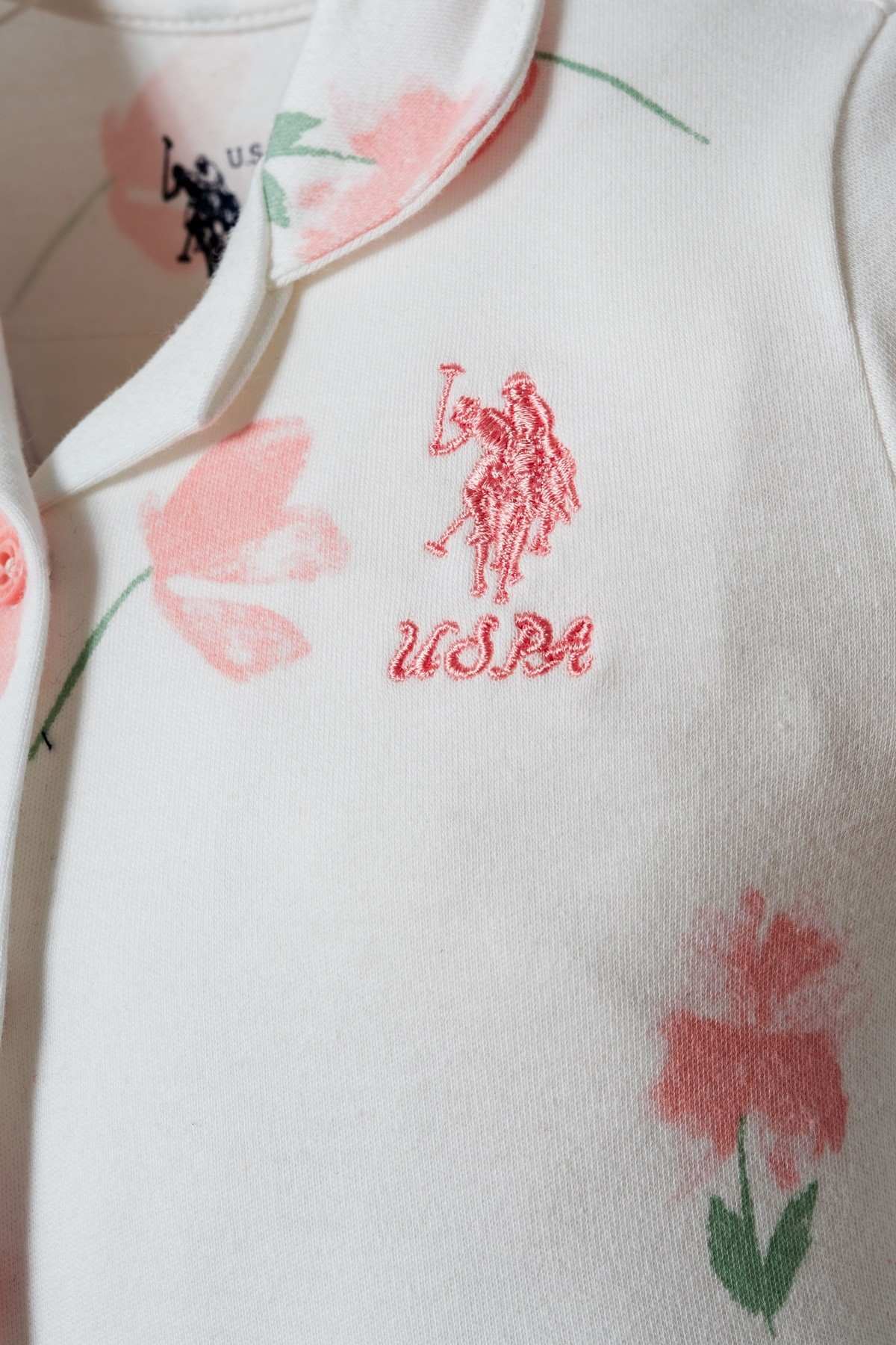 6-36 Ay Lisanslı Us Polo Assn Kız Bebek Takım-Ekru