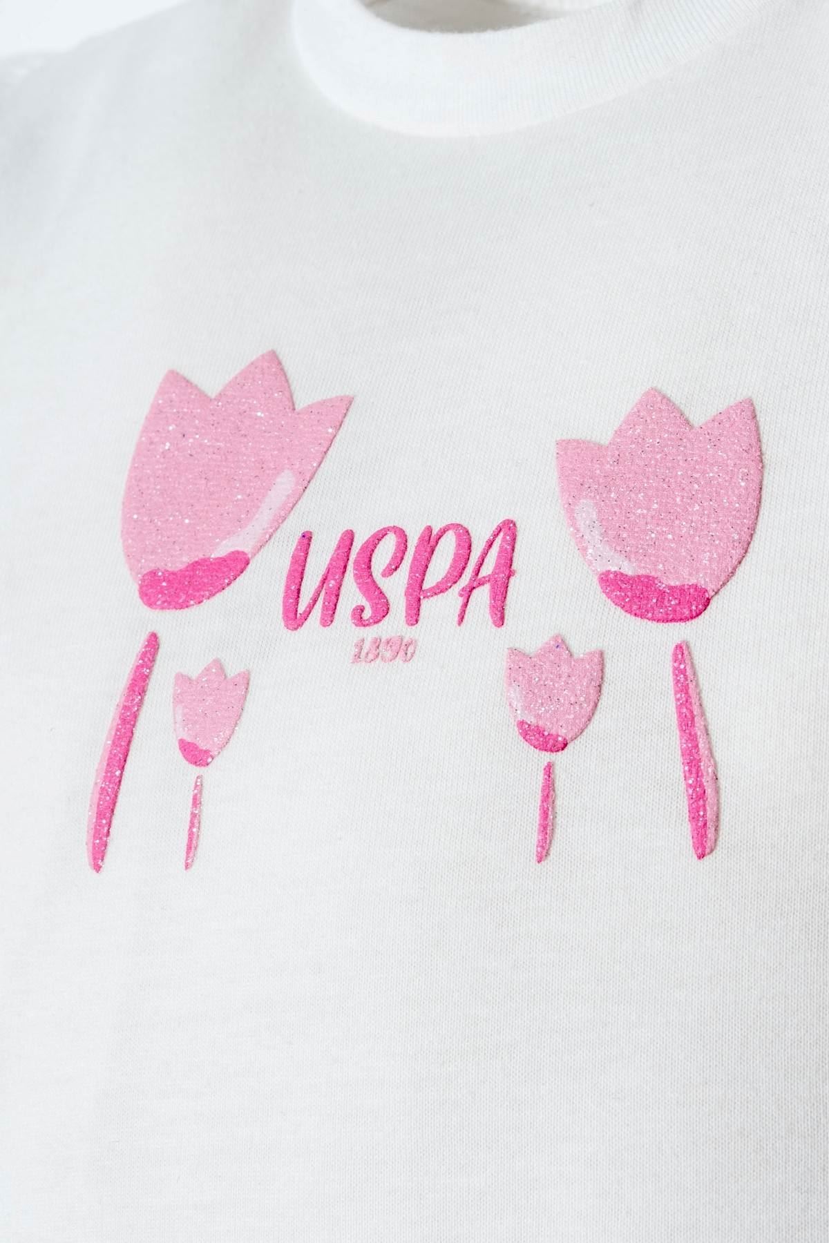 6-36 Ay Lisanslı Us Polo Assn Kız Bebek Takım-Ekru