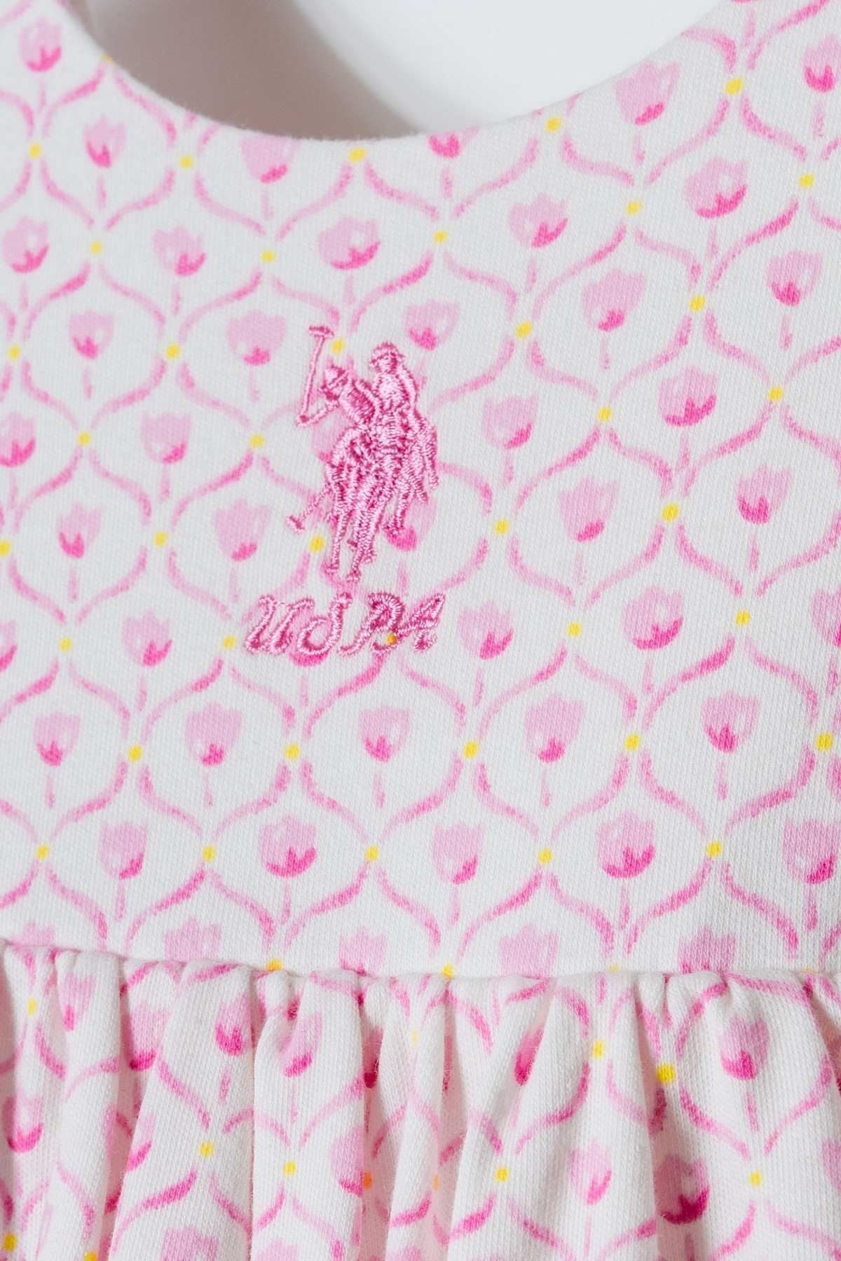 6-36 Ay Lisanslı Us Polo Assn Kız Bebek Elbise-Pembe