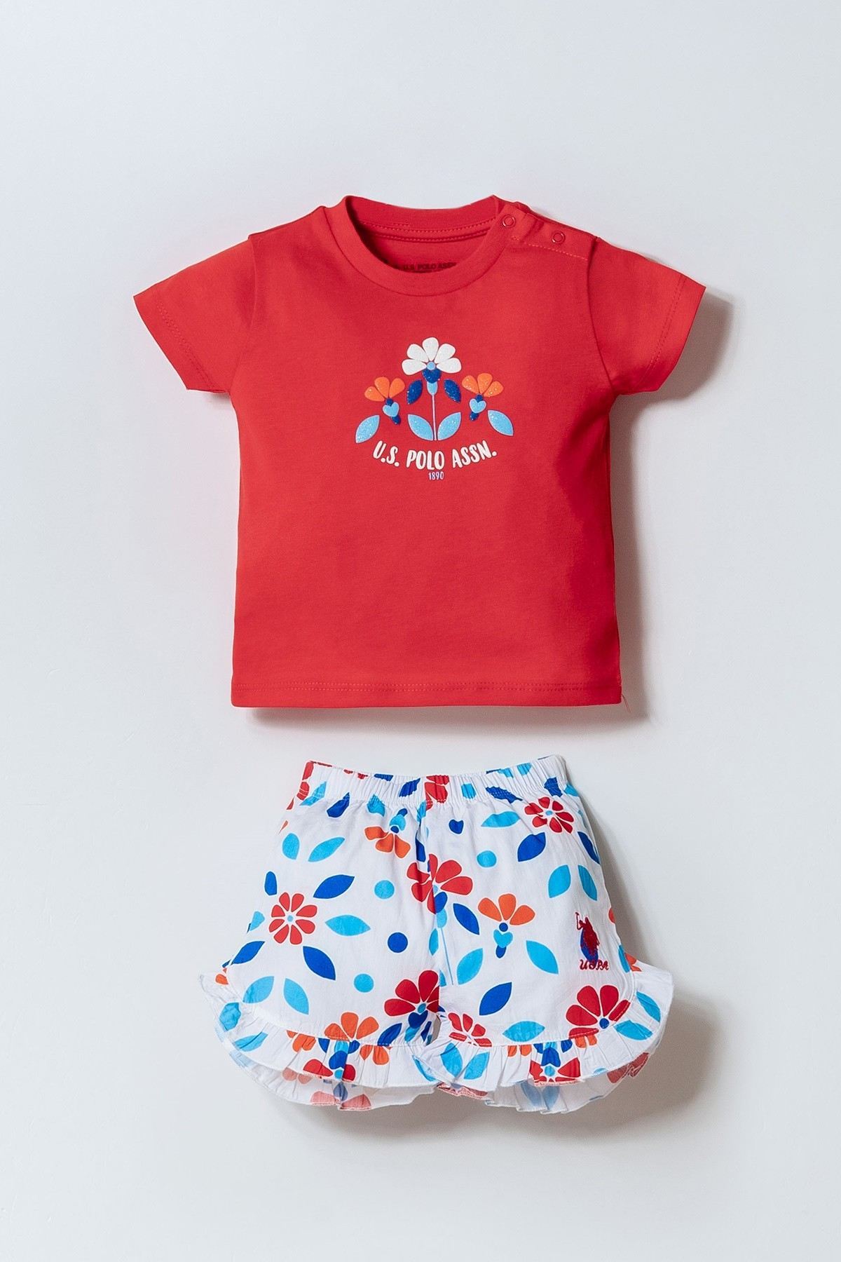 6-36 Ay Lisanslı Us Polo Assn Kız Bebek Takım-Nar çiçeği