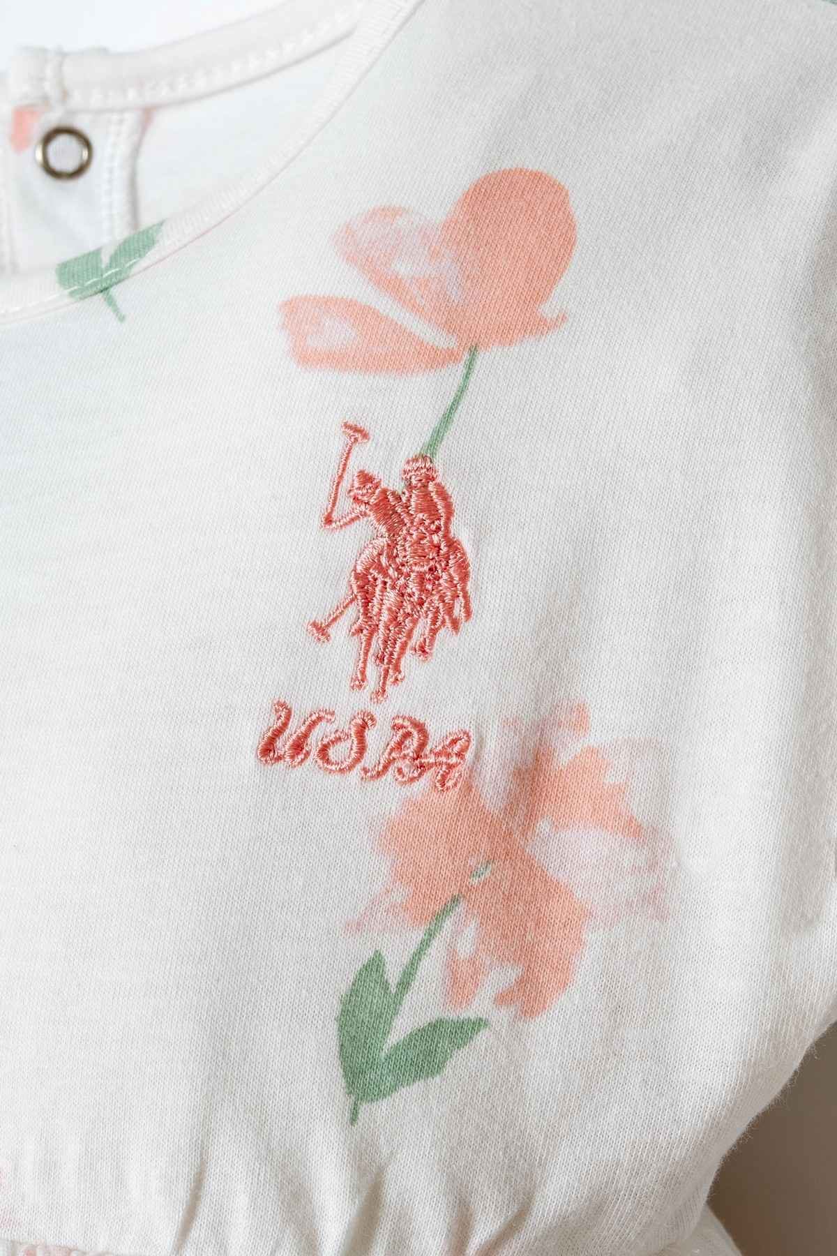 6-36 Ay Lisanslı Us Polo Assn Kız Bebek Takım-Ekru