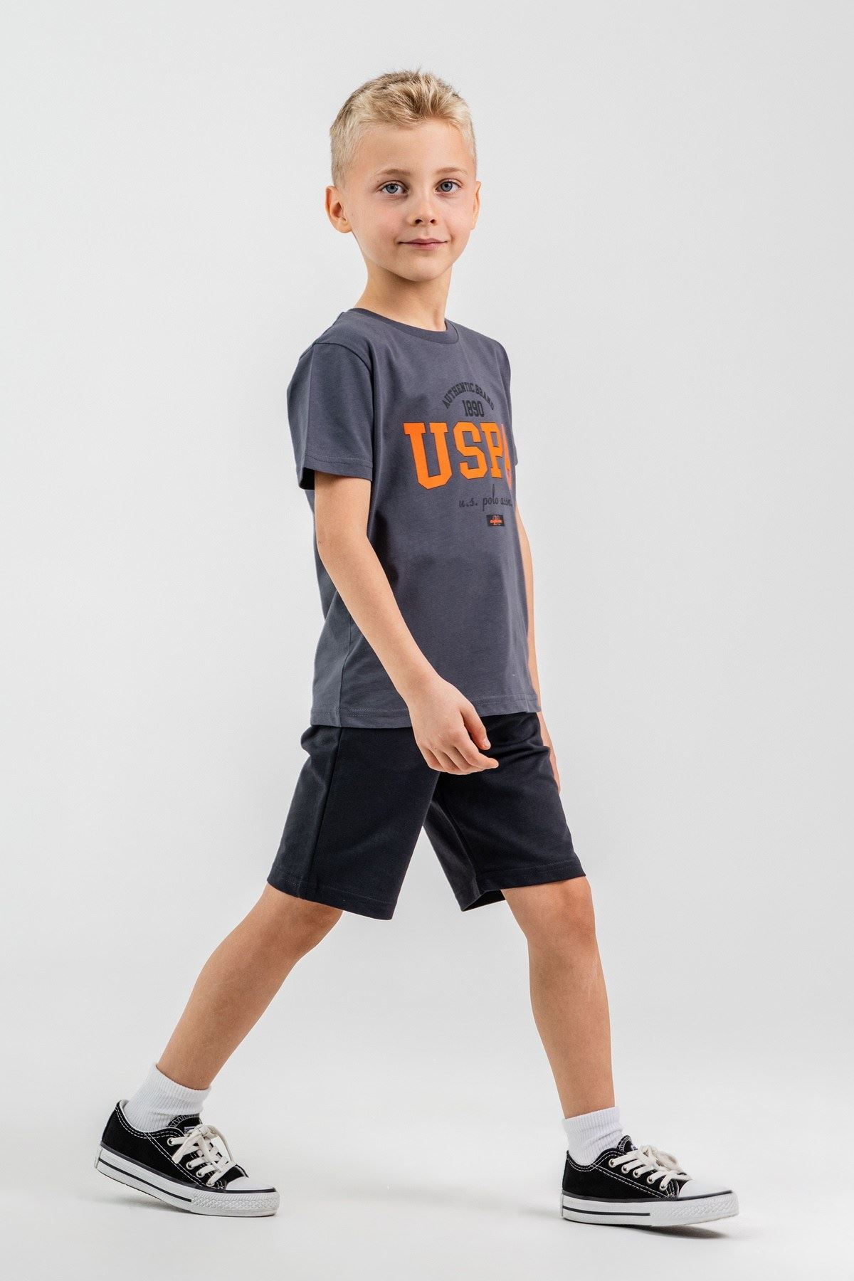 4-15 Yaş Lisanslı Us Polo Assn Erkek Çocuk Takım-Füme