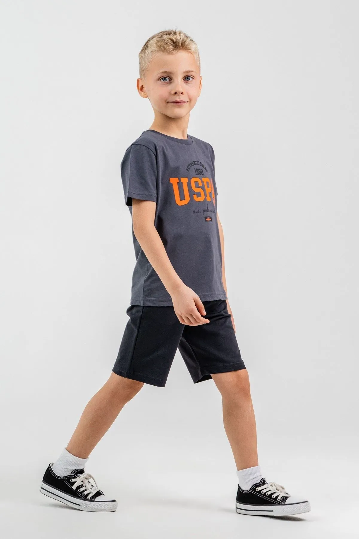 4-15 Yaş Lisanslı Us Polo Assn Erkek Çocuk Takım-Füme