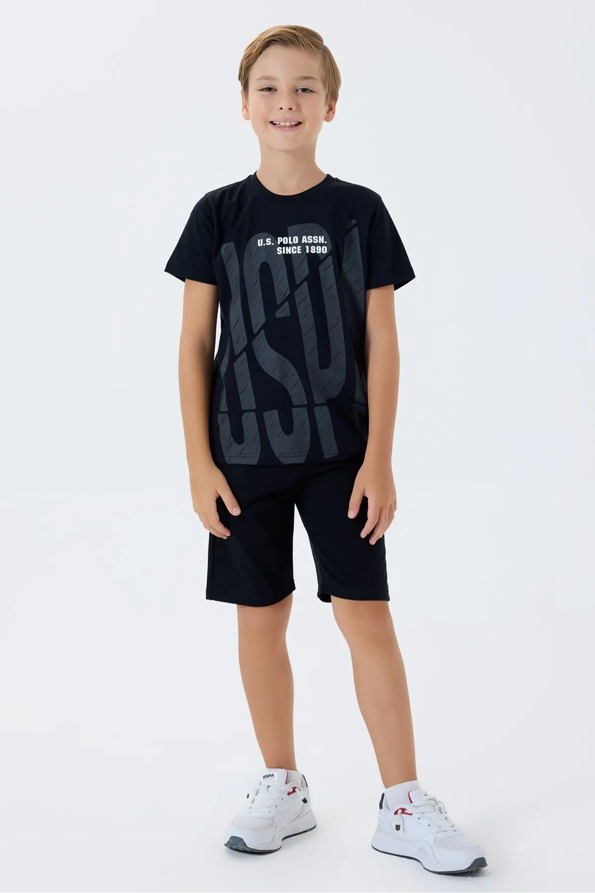 4-15 Yaş Lisanslı Us Polo Assn Erkek Çocuk Takım-Siyah