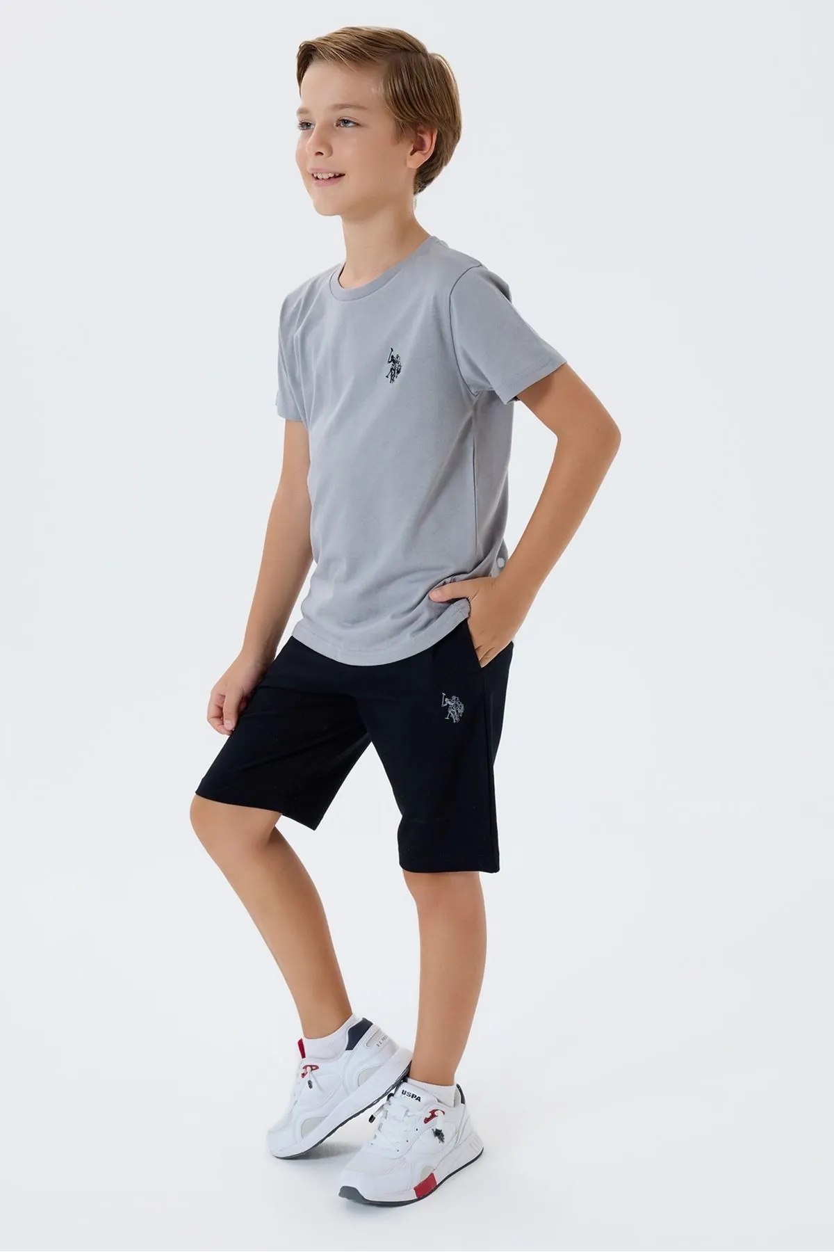 4-15 Yaş Lisanslı Us Polo Assn Erkek Çocuk Takım-Uzay Grisi