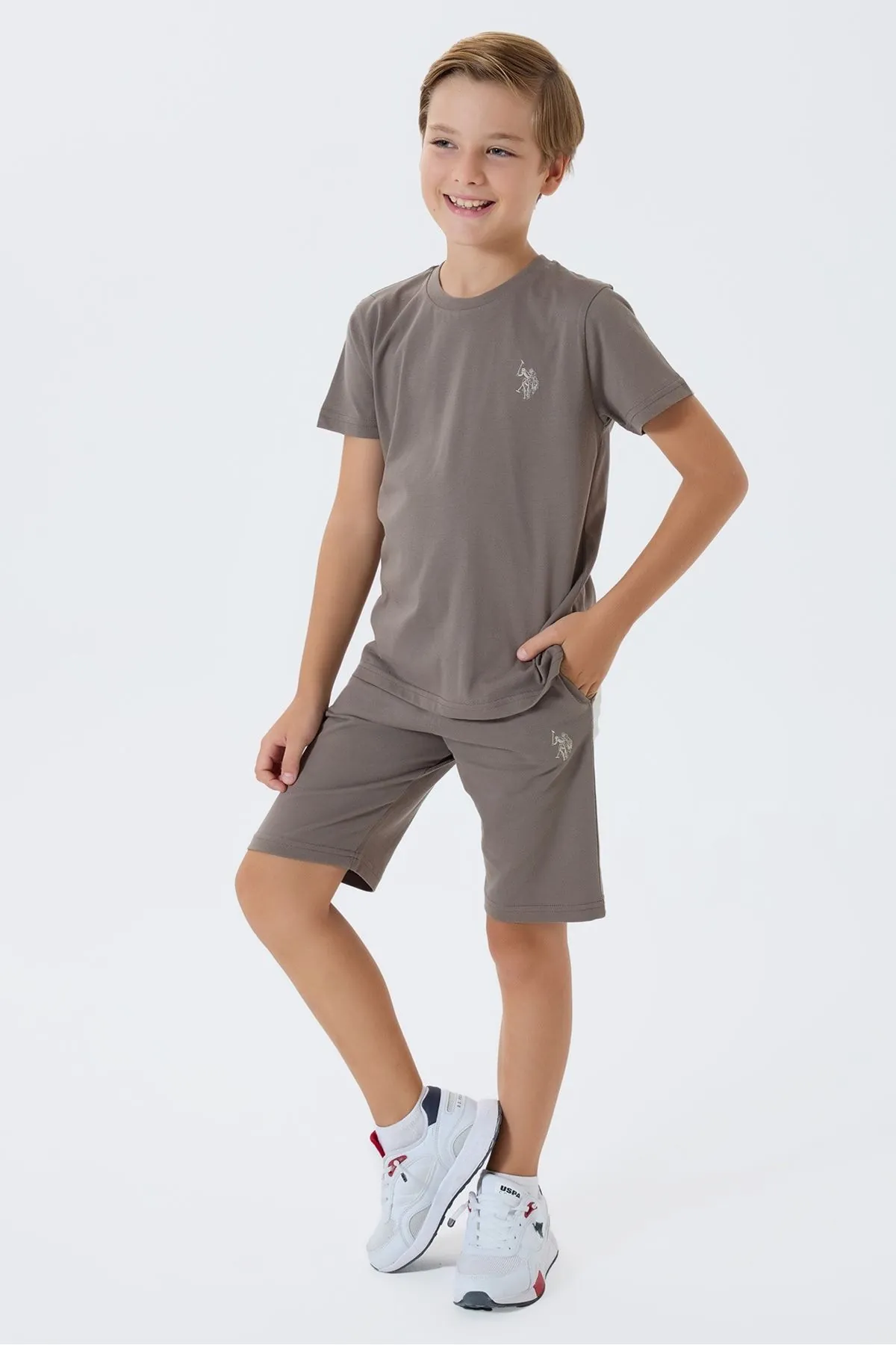 4-15 Yaş Lisanslı Us Polo Assn Erkek Çocuk Takım-Vizon