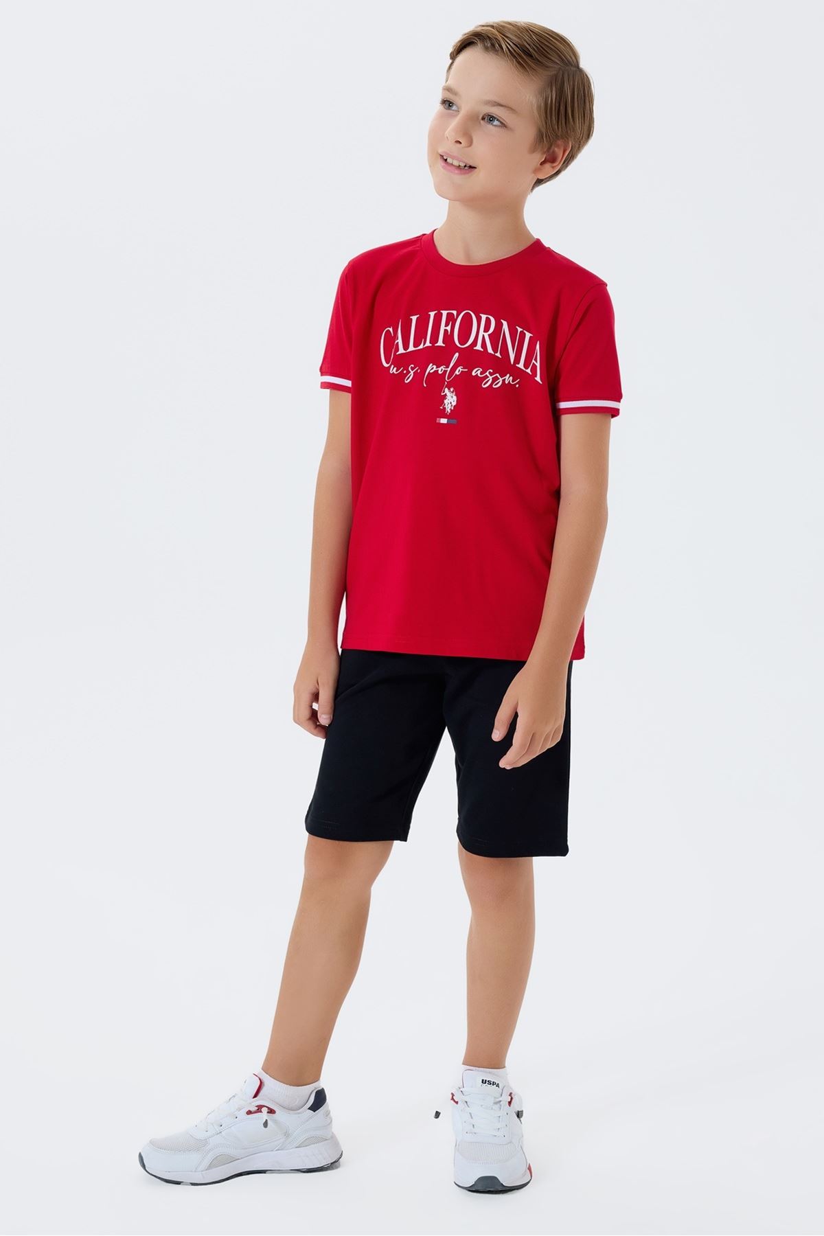 4-15 Yaş Lisanslı Us Polo Assn Erkek Çocuk Takım-Kırmızı