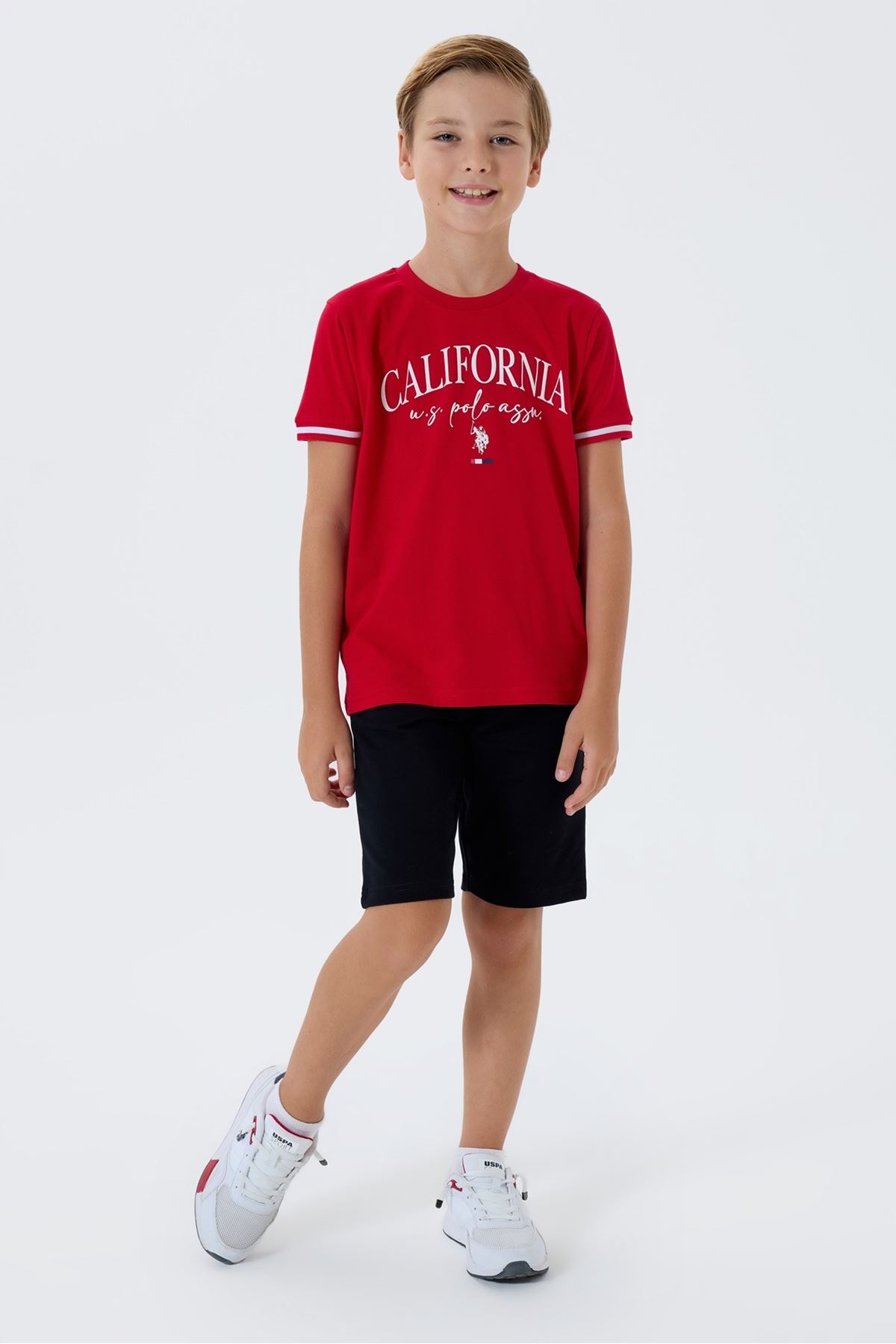 4-15 Yaş Lisanslı Us Polo Assn Erkek Çocuk Takım-Kırmızı