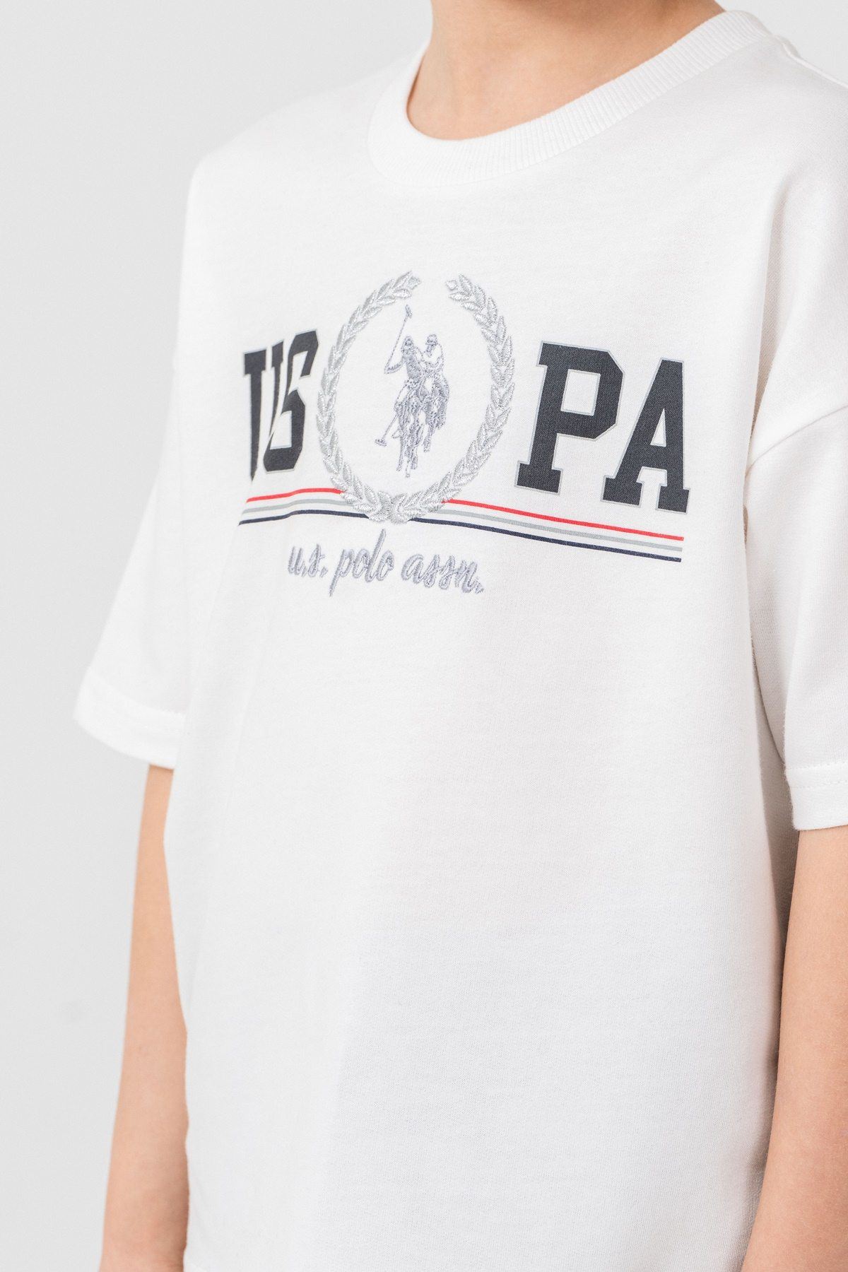 4-15 Yaş Lisanslı Us Polo Assn Erkek Çocuk Takım-Ekru