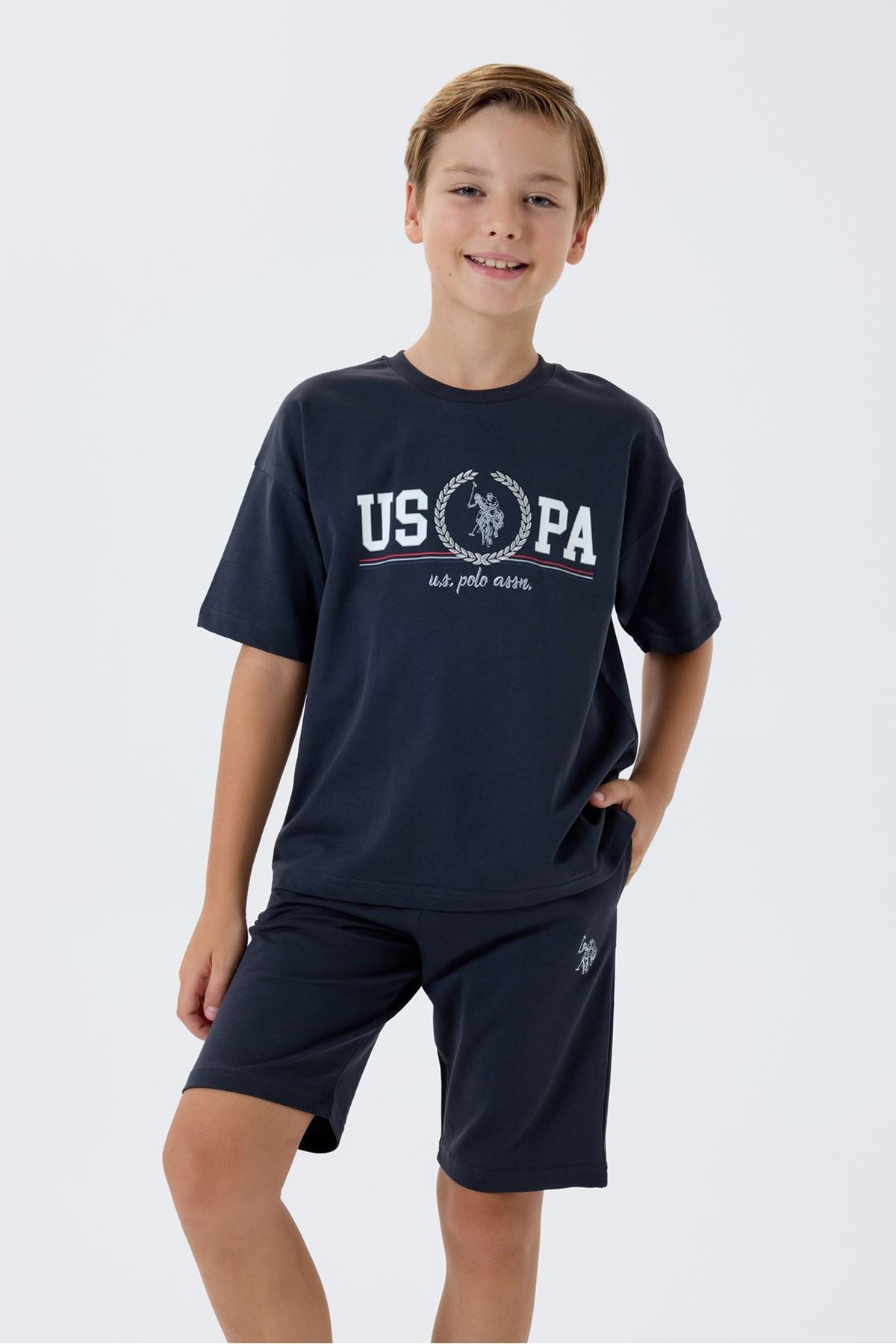 4-15 Yaş Lisanslı Us Polo Assn Erkek Çocuk Takım-Antrasit