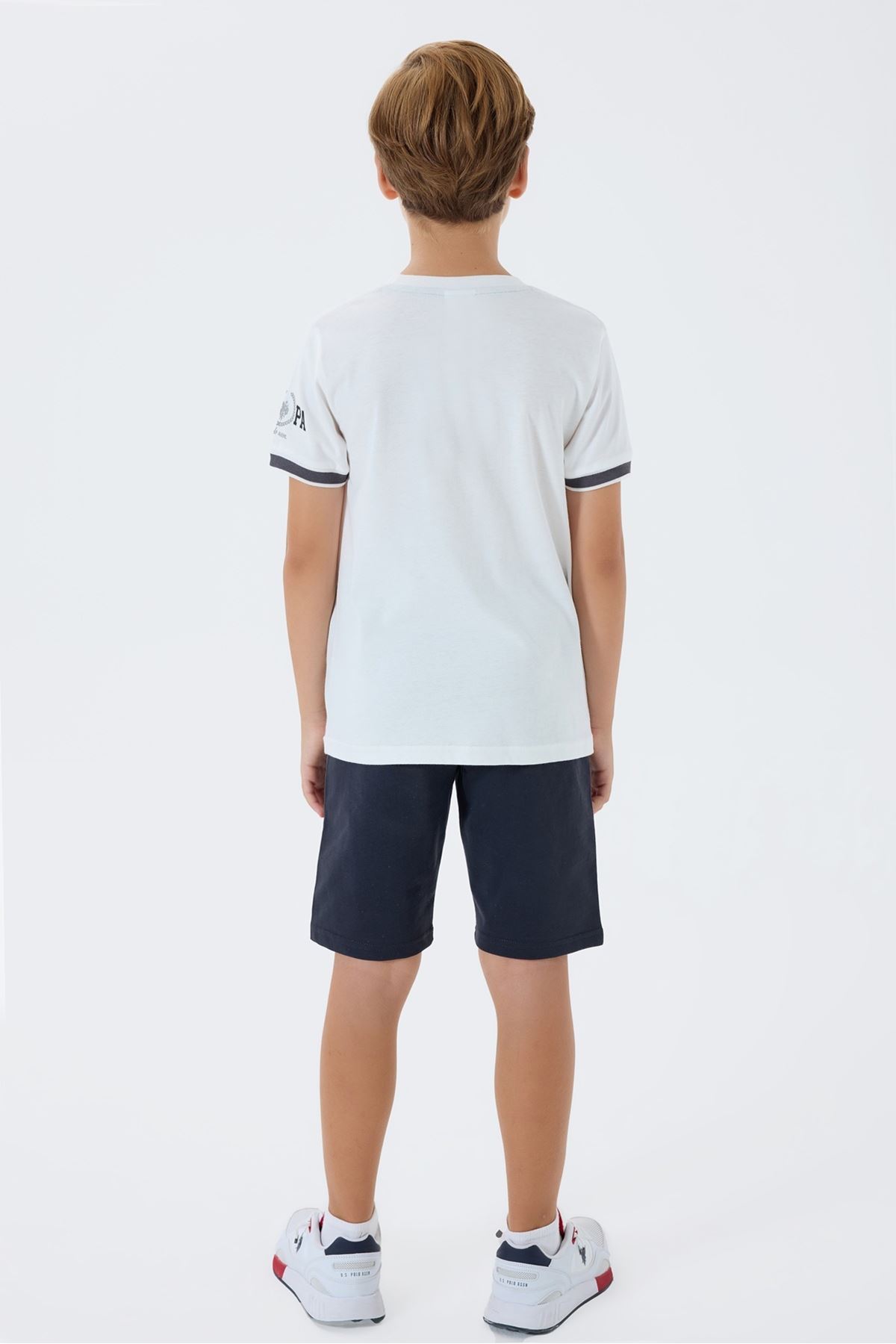 4-15 Yaş Lisanslı Us Polo Assn Erkek Çocuk Takım-Ekru