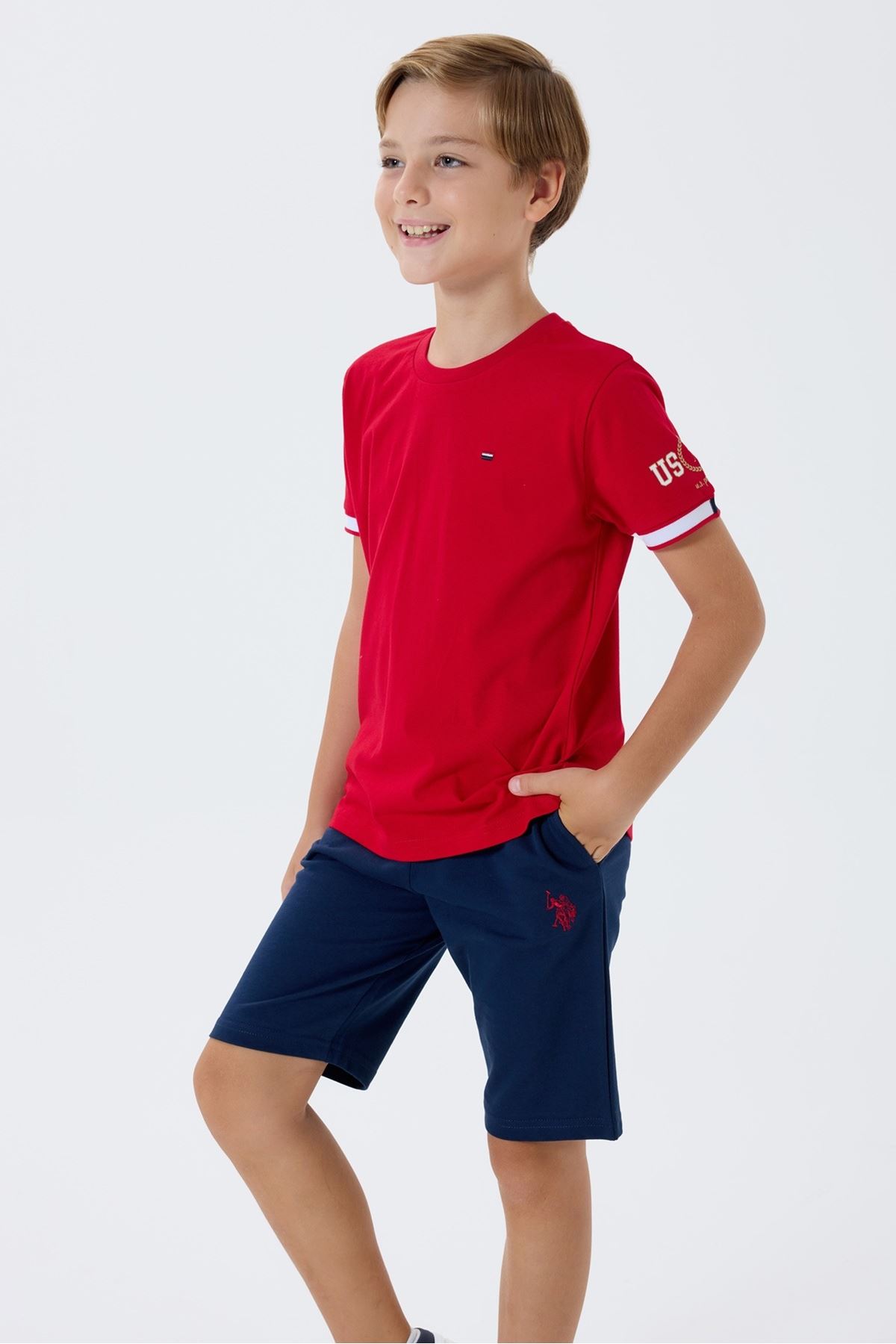 4-15 Yaş Lisanslı Us Polo Assn Erkek Çocuk Takım-Kırmızı