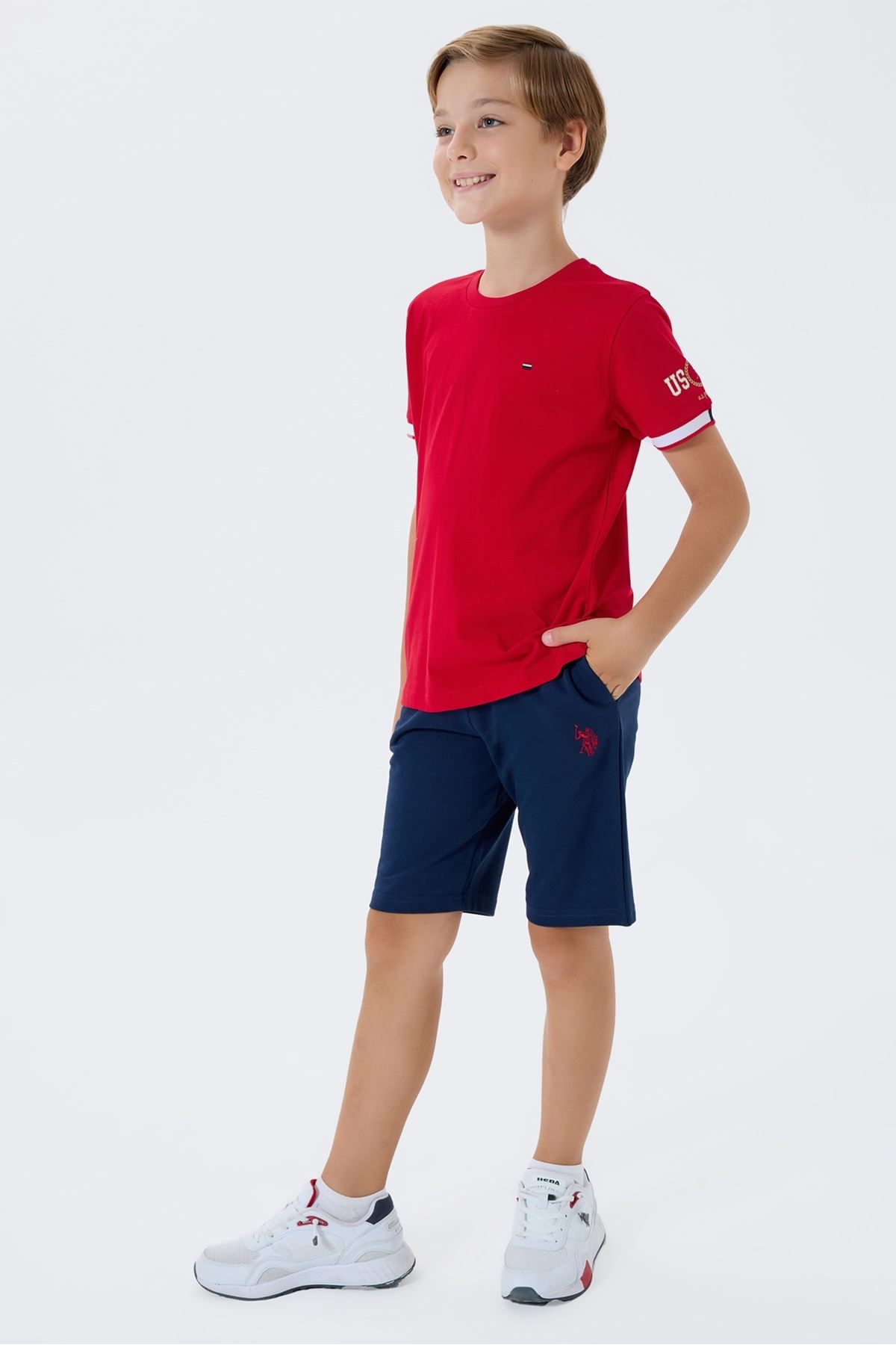 4-15 Yaş Lisanslı Us Polo Assn Erkek Çocuk Takım-Kırmızı