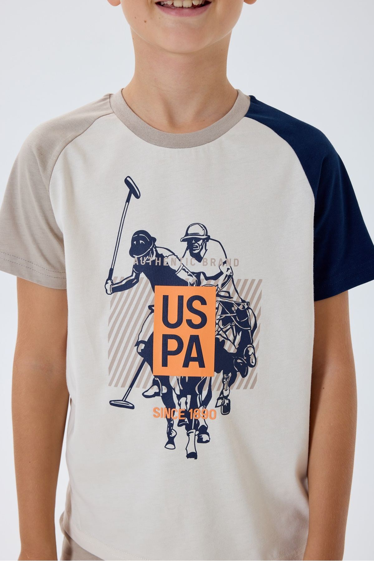 4-15 Yaş Lisanslı Us Polo Assn Erkek Çocuk Takım-Latte