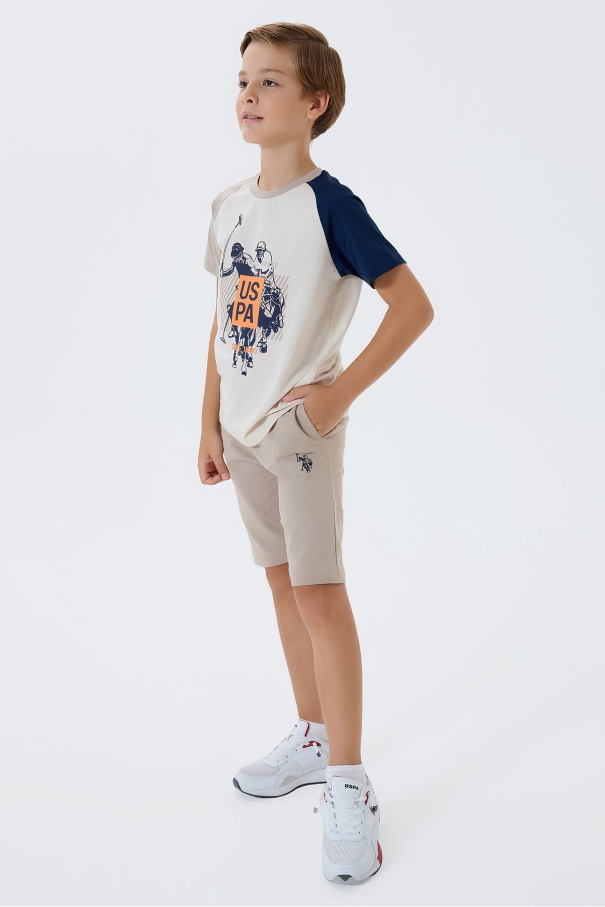 4-15 Yaş Lisanslı Us Polo Assn Erkek Çocuk Takım-Latte