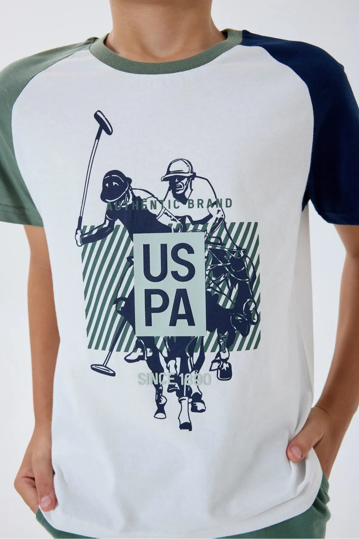 4-15 Yaş Lisanslı Us Polo Assn Erkek Çocuk Takım-Ekru