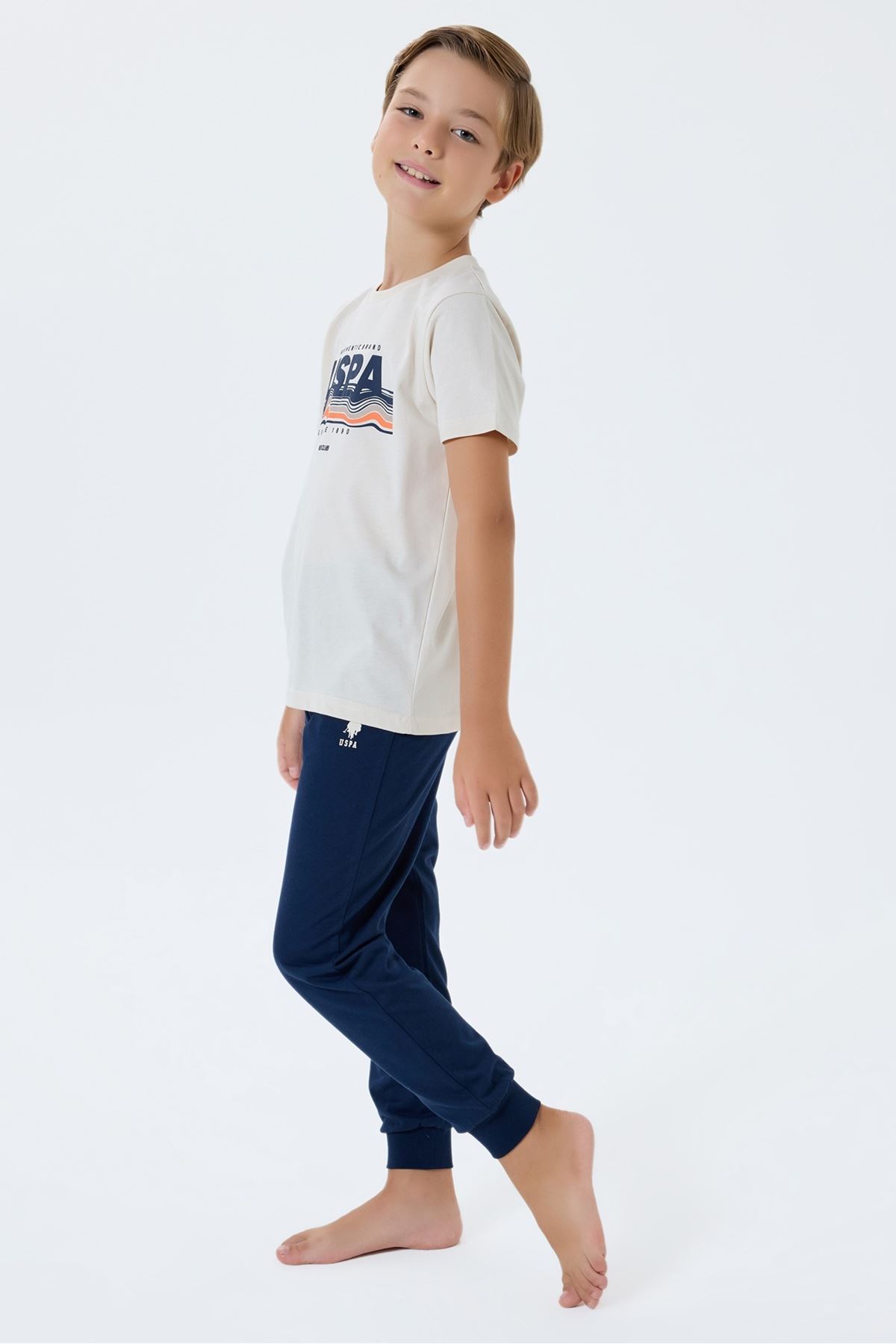 4-15 Yaş Lisanslı Us Polo Assn Erkek Çocuk Takım-Latte