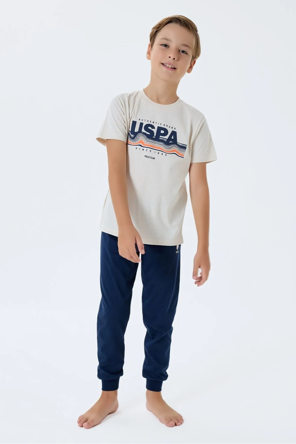 4-15 Yaş Lisanslı Us Polo Assn Erkek Çocuk Takım-Latte