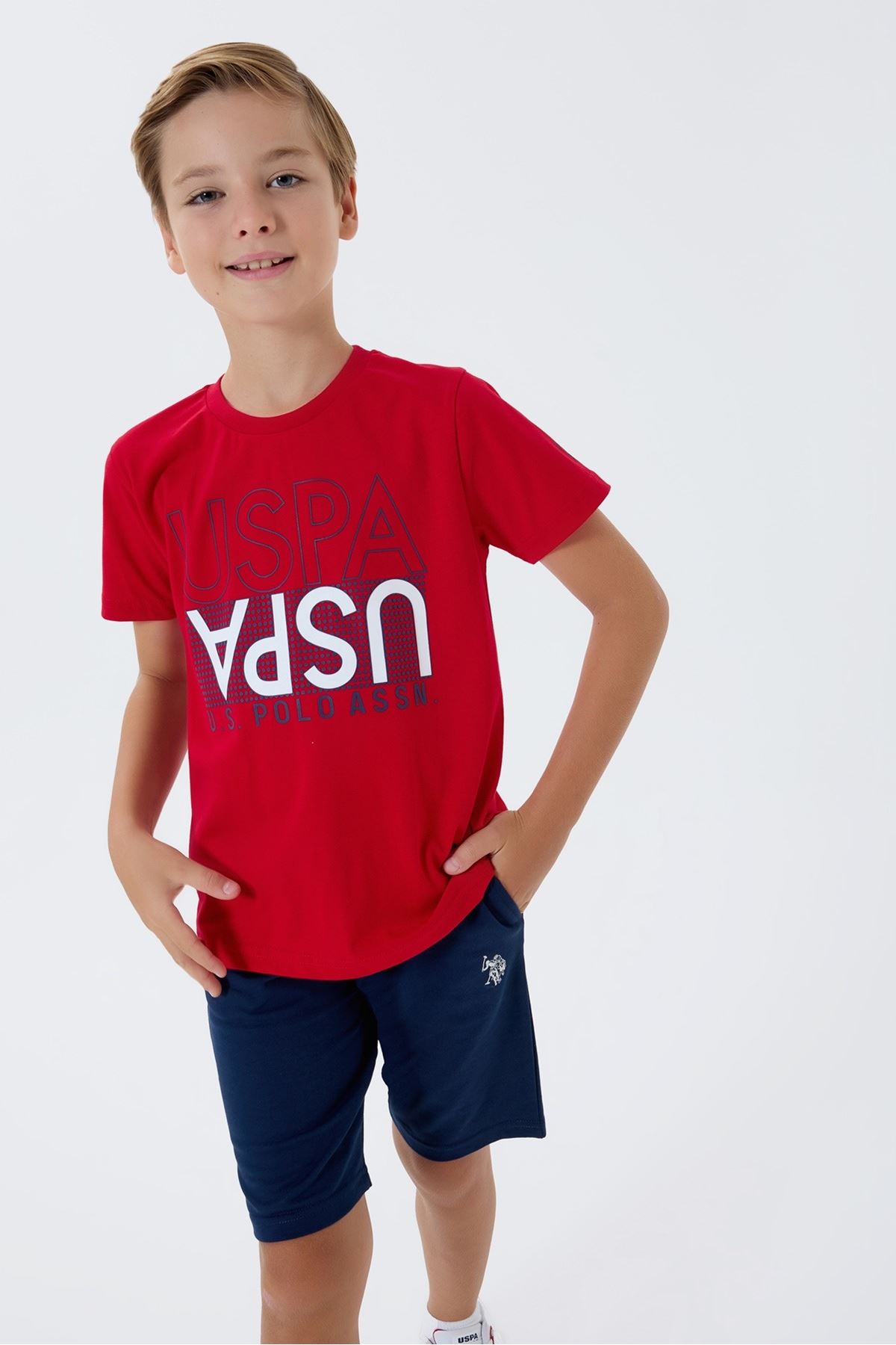 4-15 Yaş Lisanslı Us Polo Assn Erkek Çocuk Takım-Kırmızı