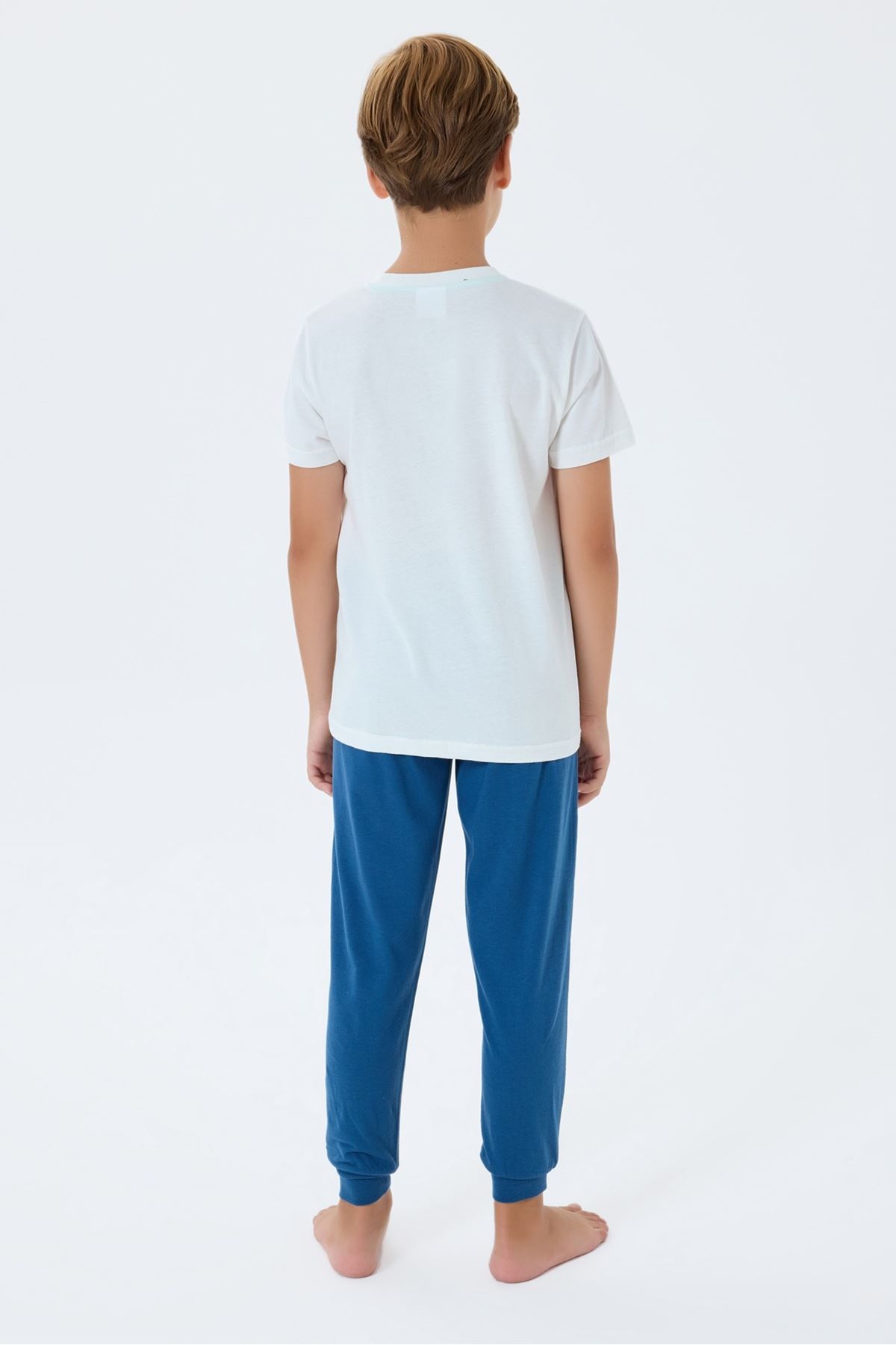 4-15 Yaş Lisanslı Us Polo Assn Erkek Çocuk Takım-Ekru