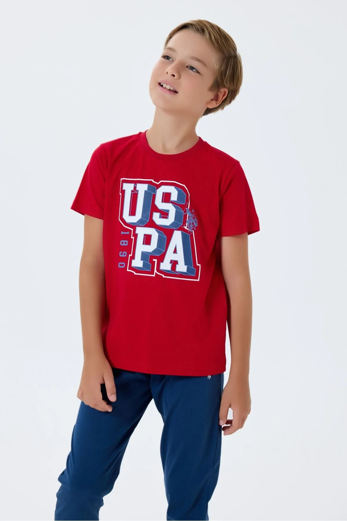 4-15 Yaş Lisanslı Us Polo Assn Erkek Çocuk Takım-Kırmızı
